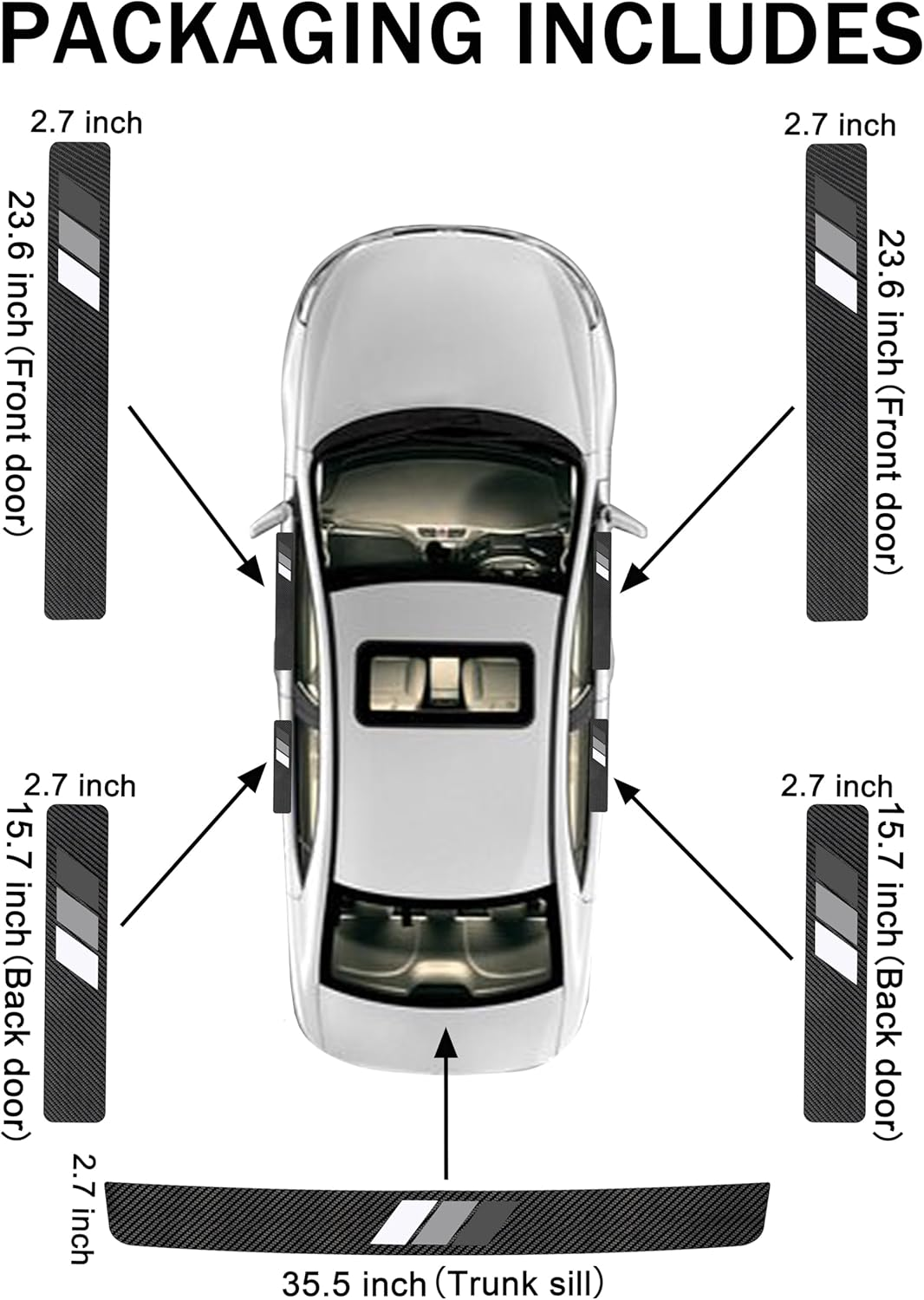 YOSRTER 5PCS Door Sill Guard Decoration Stickers Universal Fit to All Cars Fiber Leather Door Sill Protector（White/Gray/Dark Gray） - Red Trim And White Trim image number 6