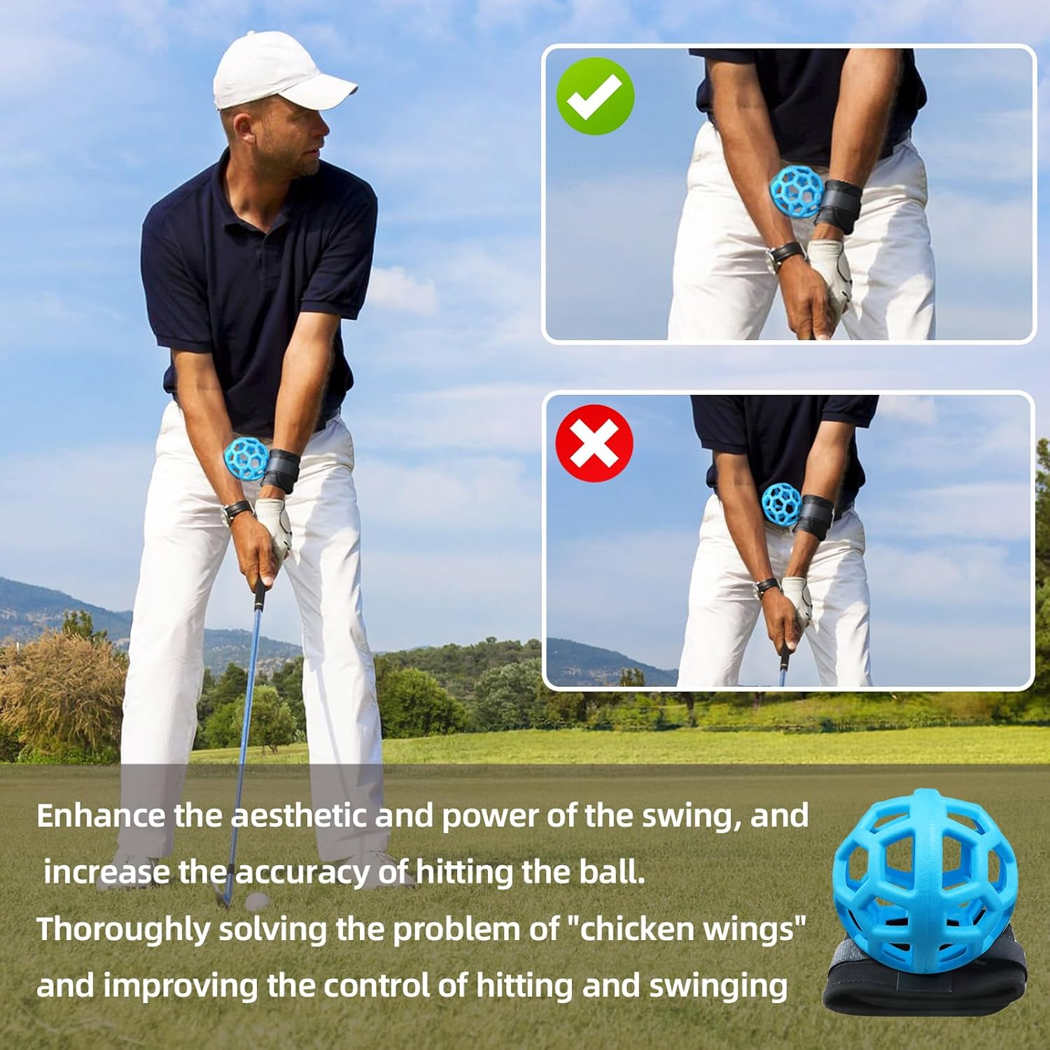 THE GOLFER STORE Smart Ball Golf Training Aid Golf Swing Trainer Ball, Practical Training Aid for Golf, Intelligent Ball for Beginner Posture Training, Golf Wrist Strap Training Ball image number 4