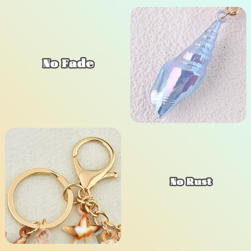 YALLNASL Seashell Purse Charms for Handbags Tote Beach Bag Accessories for Girls Women Beach Theme Gift Sea Shell Keychains image number 2