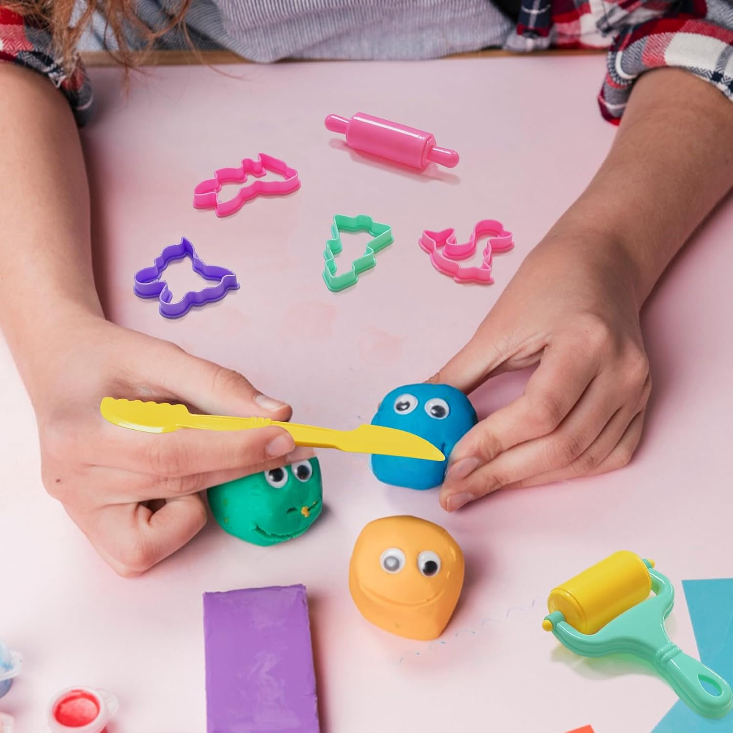 BEZANU Dough Tools Kit, 15 PCS Dough Accessories Molds with Animal Cutters for Creation Educational Toy Gift Set (Colorful) image number 6