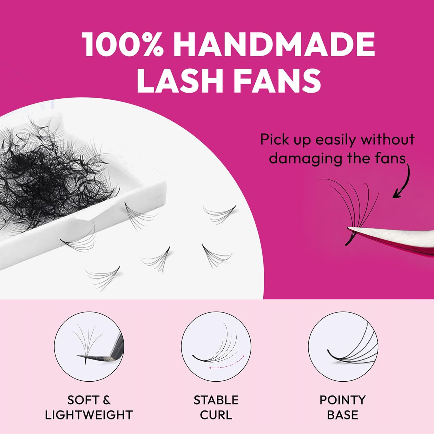 Eyesy Lash 500 Camellia Promade Fans - 5D 0.07 Size 7-9-11Mm Curl D - Natural Premade Lash Fans for Eyelash Extensions 3 Lengths in 1 Loose Pre Made Eyelash Create Depth, Texture, Layer, Volume image number 3