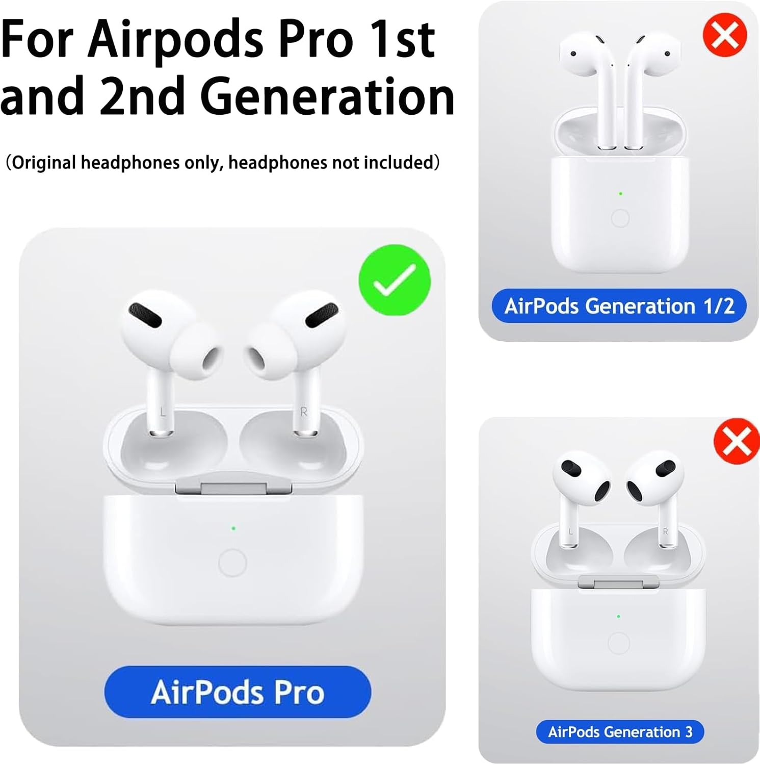 Wireless Charging Case Replacement for Airpods 1 2 Pro Compatible for Airpod Pro 2 3 Generation Charging Case with Pairing Sync Button Support Wireless Charger Cas (Airpod Pro USB-C)