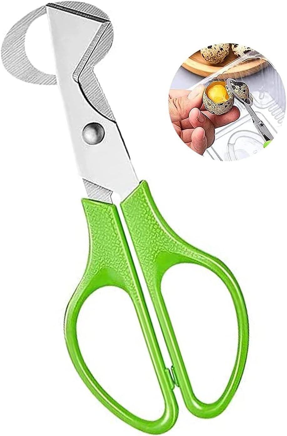 Quail Egg Scissors, VOSSOT Stainless Steel Egg Cutter, Small Egg Scissors, Quail Eggs, Kitchen Tool, Egg Shell Scissors, Quail Egg Opener for Home, Restaurant, Kitchen (Green)