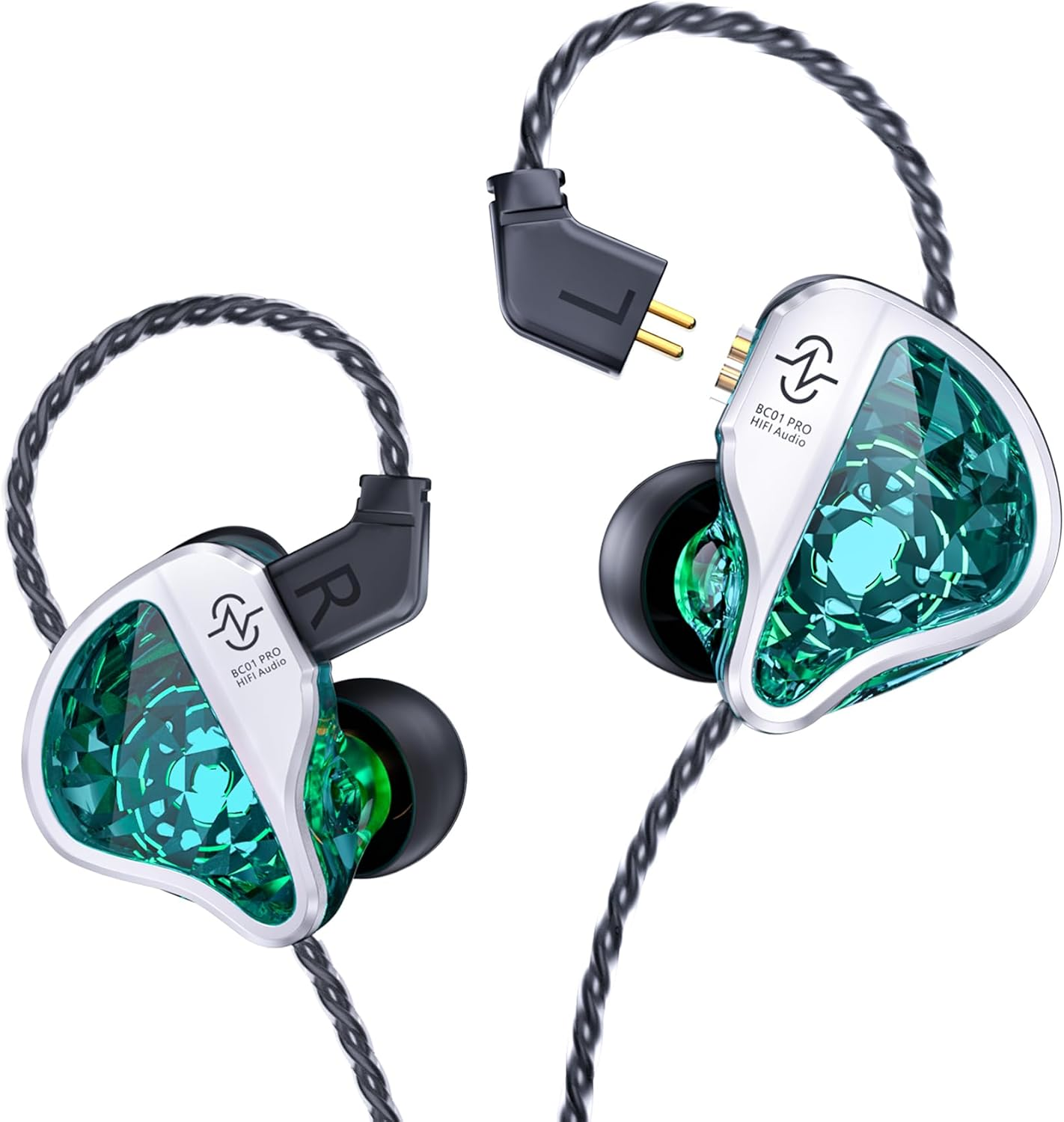 Yinyoo CCZ Harmony BC01 Pro in Ear Headphones,1Dd 1BA Hybrid Driver Hifi Earphones,Three Frequency Balance Wired IEM, Stereo Sound Wired In-Ear Earbuds with 3.5Mm Plug for Musician,Singers