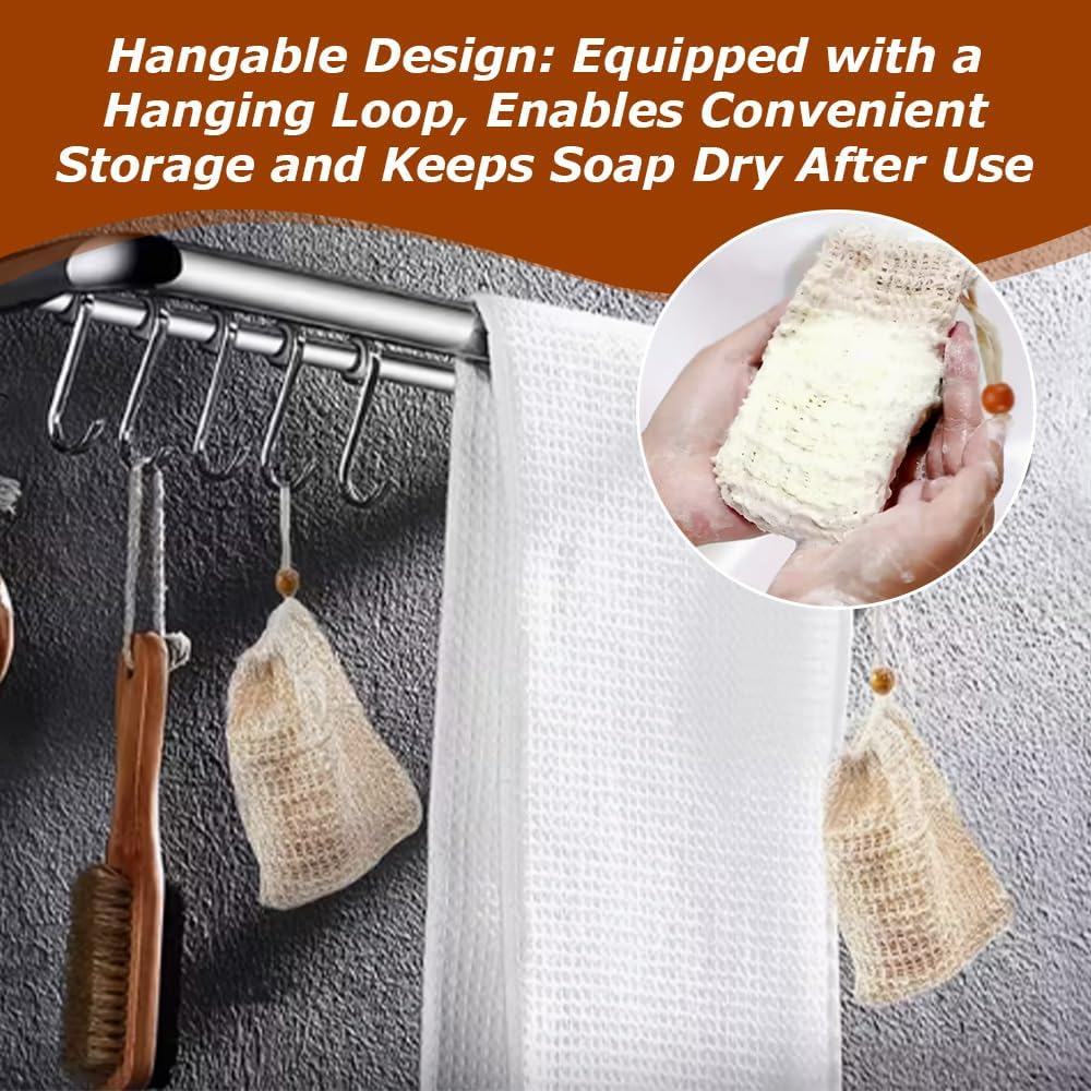 50 Pack Soap Bag,With Drawstring Exfoliating Pouch, Drawstring Soap Bags with Wooden Beads,Bathing and Shower Soap Bags,For Bath and Shower image number 3