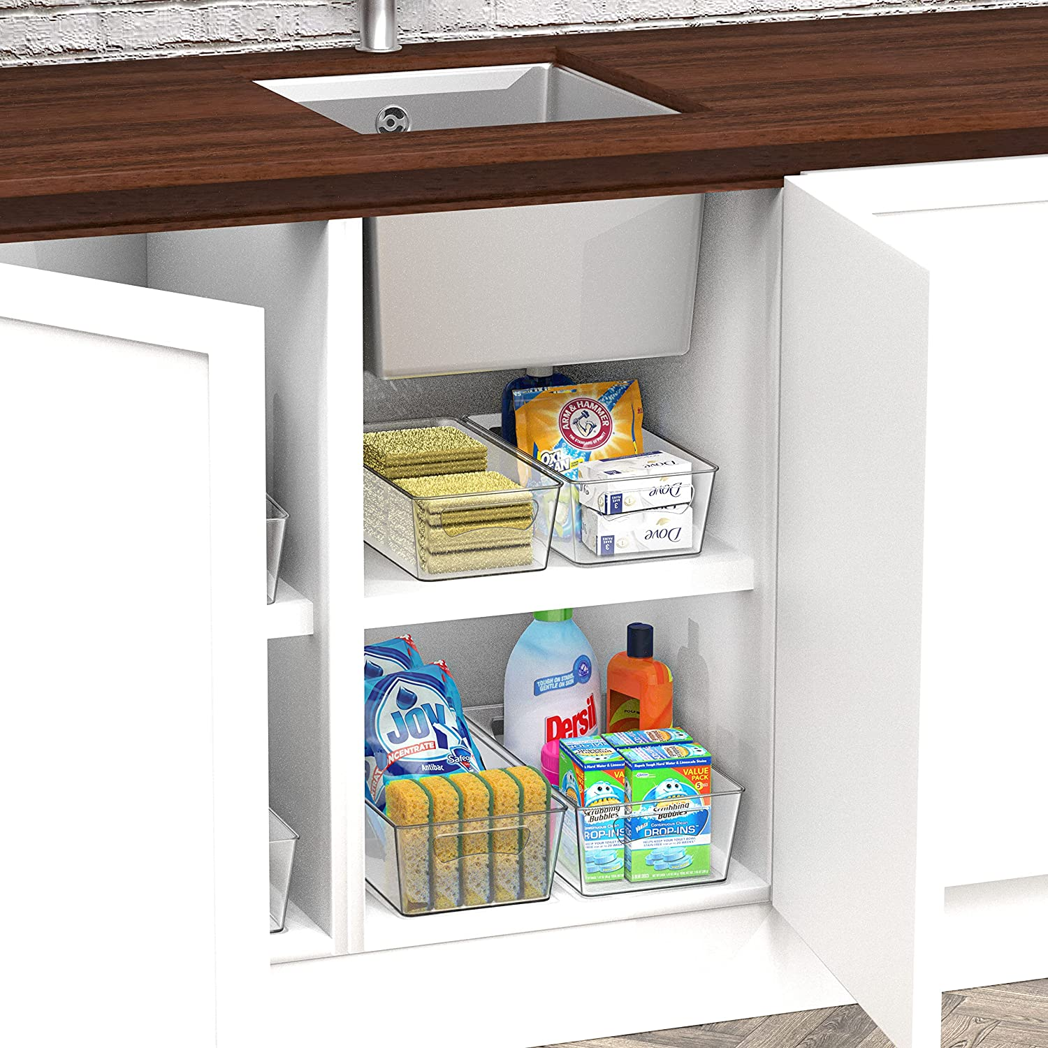 Simple Houseware 8 Pack Variety Clear Fridge Organiser Pantry Storage Containers (4 Medium, 4 Large) image number 4