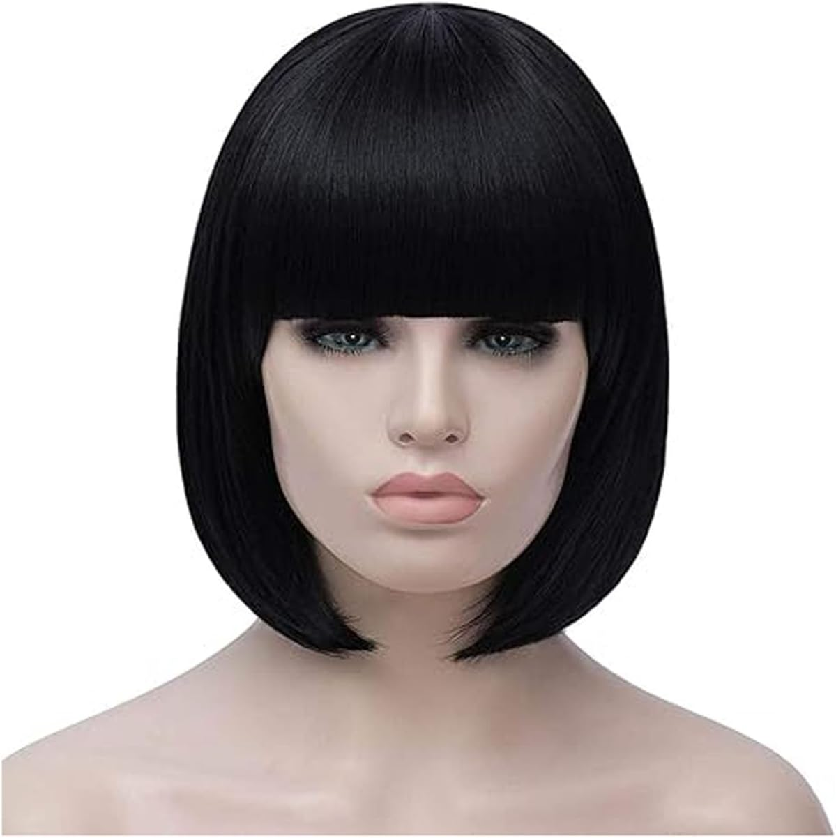 ZXUY 10 Inch Short Straight Bob Wig with Bangs for Women Looking Natural for Halloween Costume Cosplay Party Daily (Green)