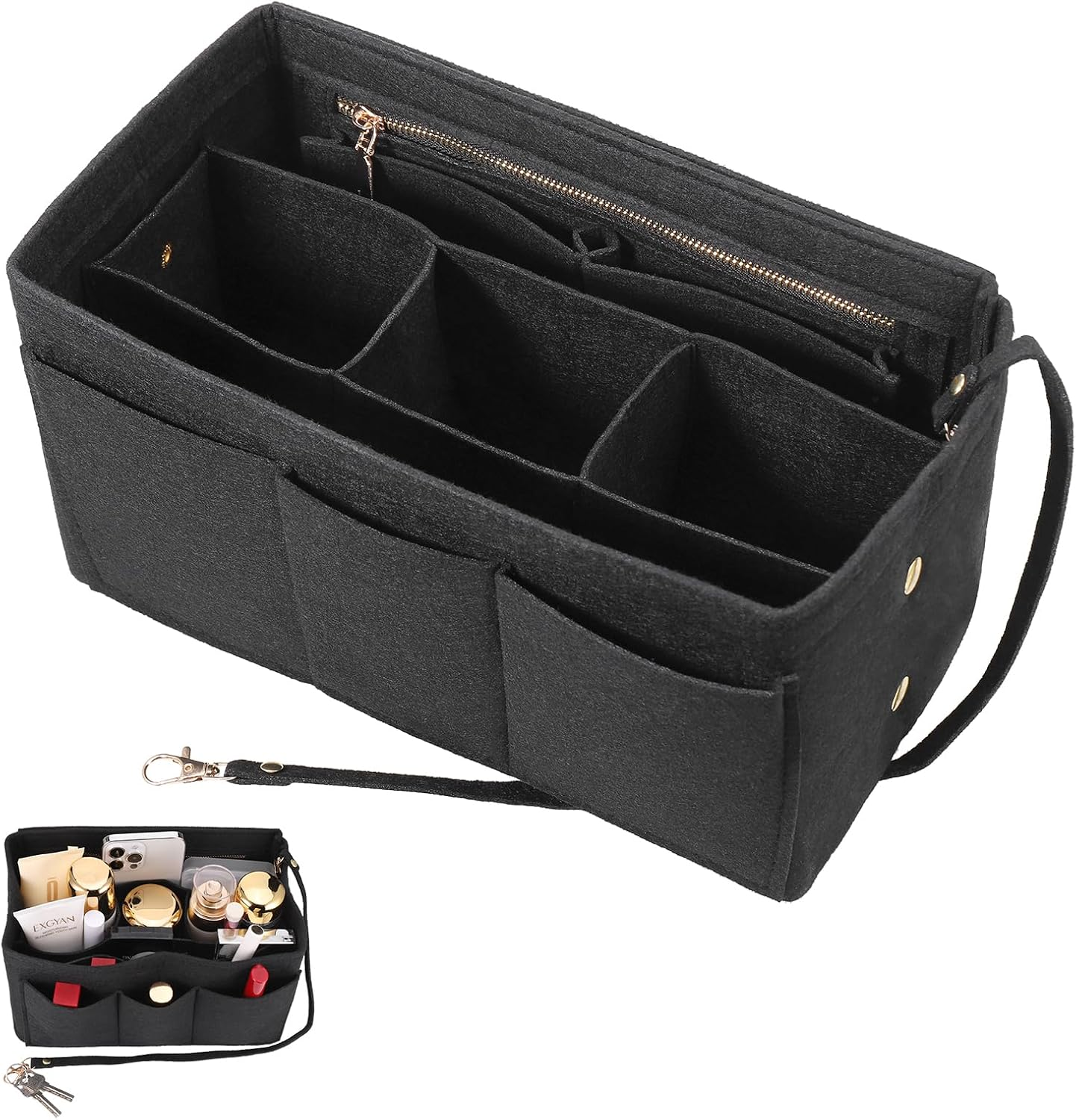 Hejo Handbag Organiser, Felt Bag Organiser, Bag in Bag Organiser, Bag Organiser Shopper, Multi-Pocket Handbag Inner Pocket for Women Girls (Beige, M)