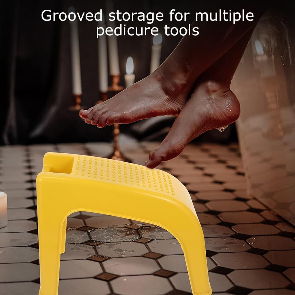 Shower Foot Rest,Pedicure Stool,Pedicure Foot Rest Stand,Household Stool,For Home,Bathroom,Dormitory,Apartment for Pedicure, Manicure, Nail Art, Nail Clipping (Yellow) - White image number 7