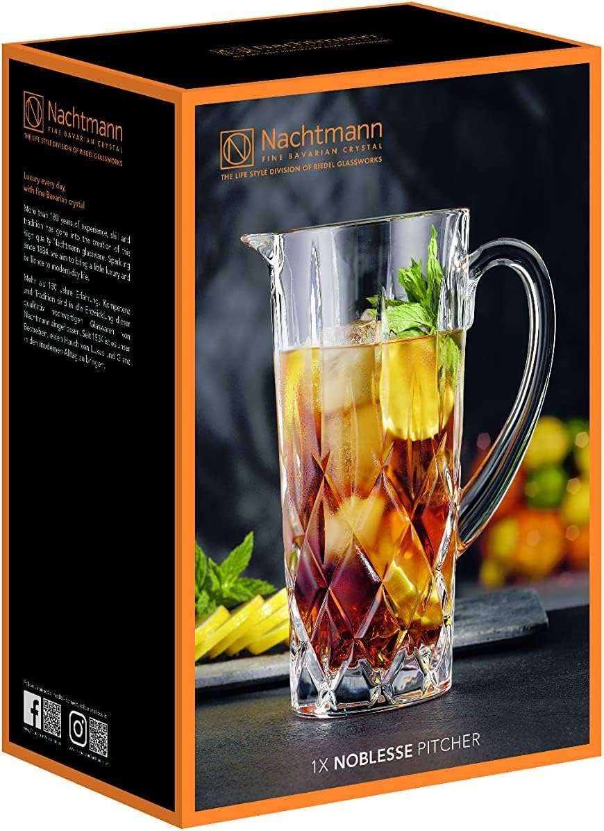 Nachtmann Noblesse Pitcher, Clear &ndash; Premium Crystal Beverage Jug with Wide Spout for Smooth Pouring &ndash; Ideal for Water, Juice & Cocktails &ndash; 1160 Ml Capacity image number 5