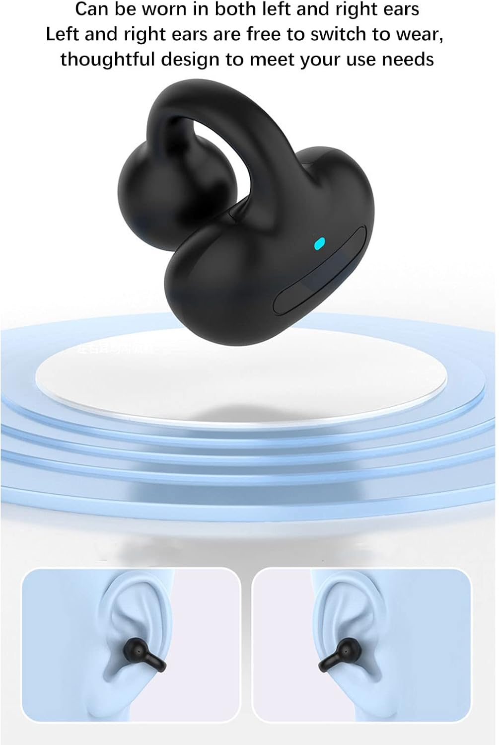 Clip on Bluetooth Headphones, Open Ear Headphones Wireless Bluetooth 5.3 Sports Earbuds Hifi Sound Touch Control for Driving Business Sports (Black) image number 2