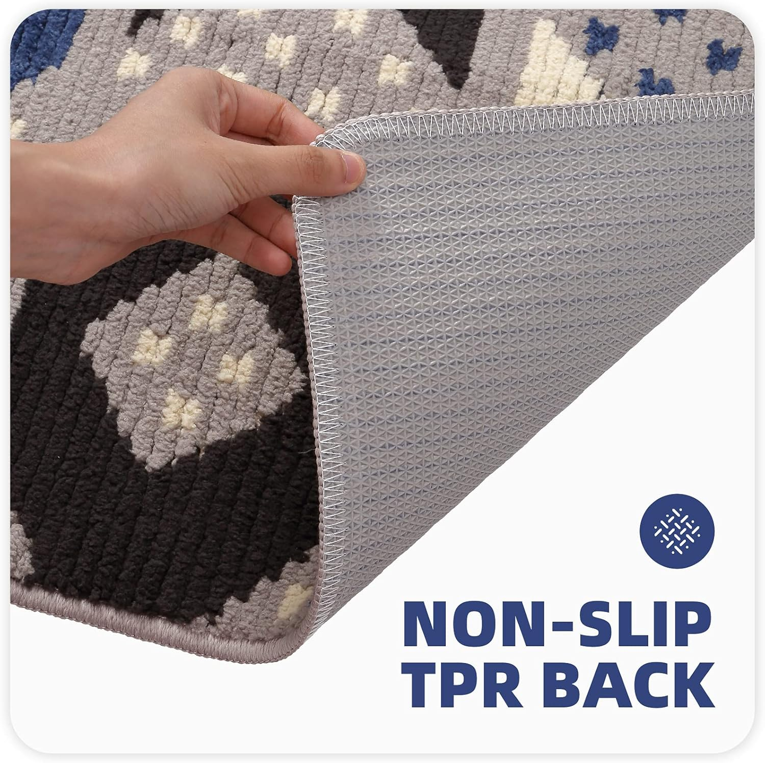 Color&Geometry Door Mats Indoor, 20"X32" Front Door Mat Door Rugs for Entryway Indoor, Non Slip Washable Entry Rugs for inside House, Absorbent M Mat Floor Mat Entryway Rug, Black Blue