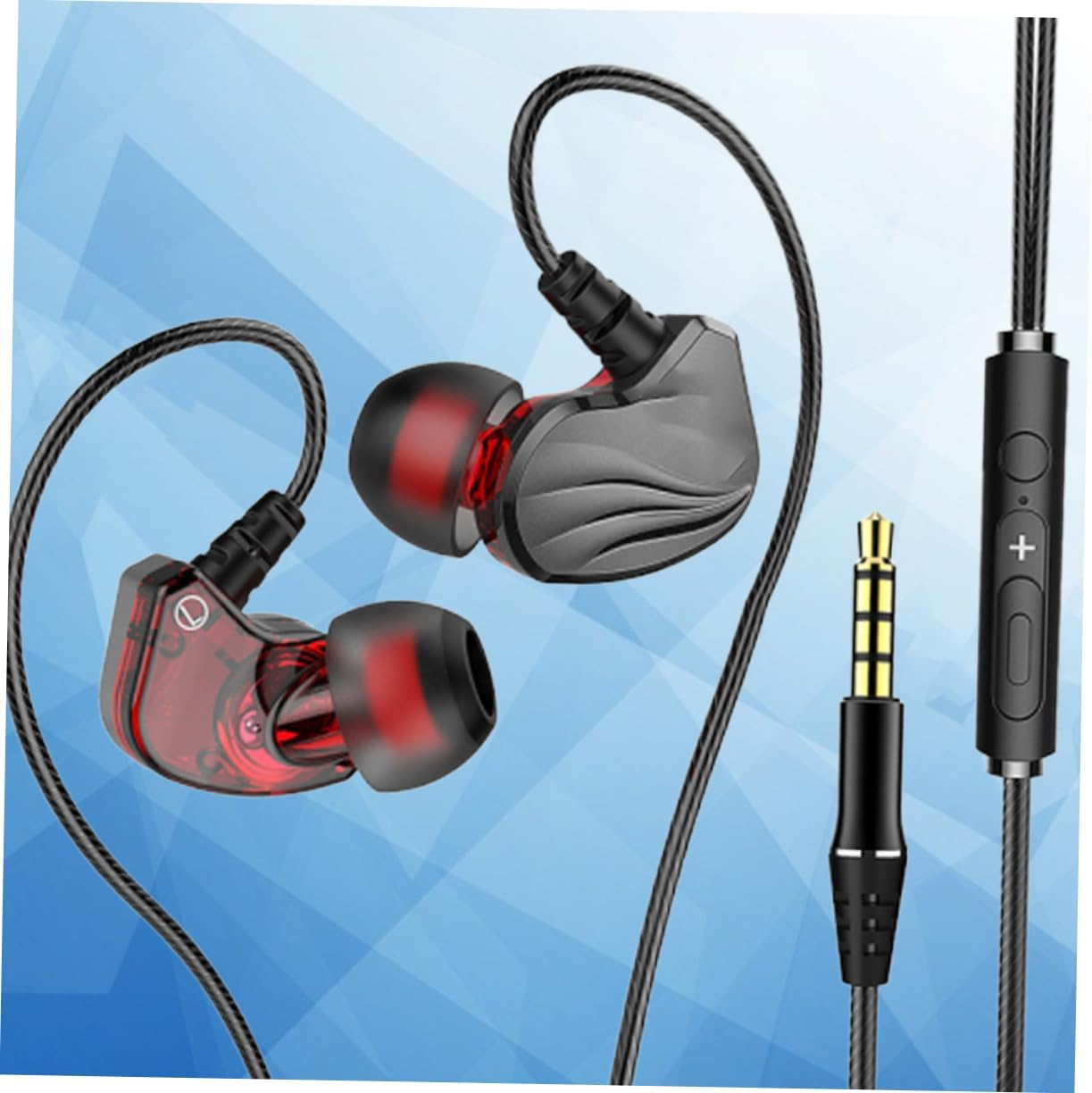 QUMIIRITY Ear Wired Earphones with Mic Subwoofer Stereo Bass Earbuds for Gaming Compatible with Phone and Tablet Grey Tangle Cables Flexible Earhooks for Comfort and Stability image number 6