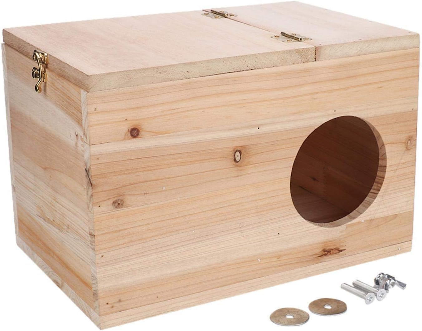 Large Bird Breeding Box, Natural Safety Wood Pets Animal Chinchilla Squirrel Mating Breeding Box Nesting House Cage image number 3