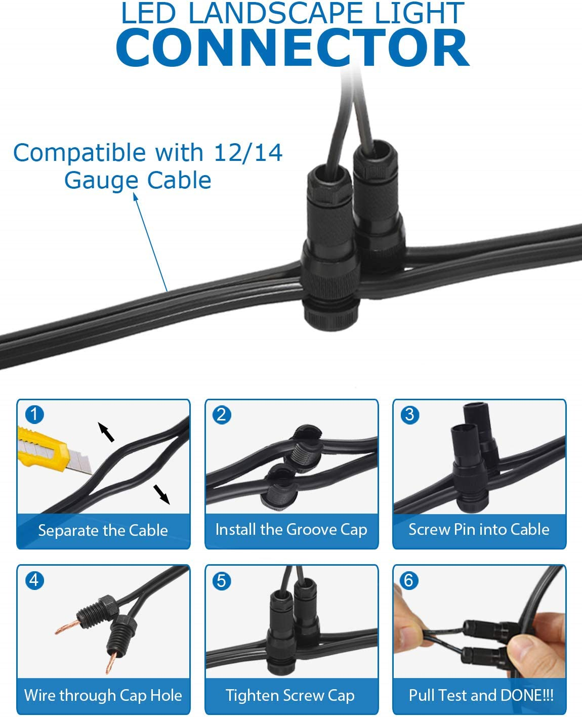 SUNVIE 12W Low Voltage LED Landscape Lights with Connectors, Outdoor 12V Super Warm White (900LM) Waterproof Garden Pathway Lights Wall Tree Flag Spotlights with Spike Stand (10 Pack with Connector) image number 1