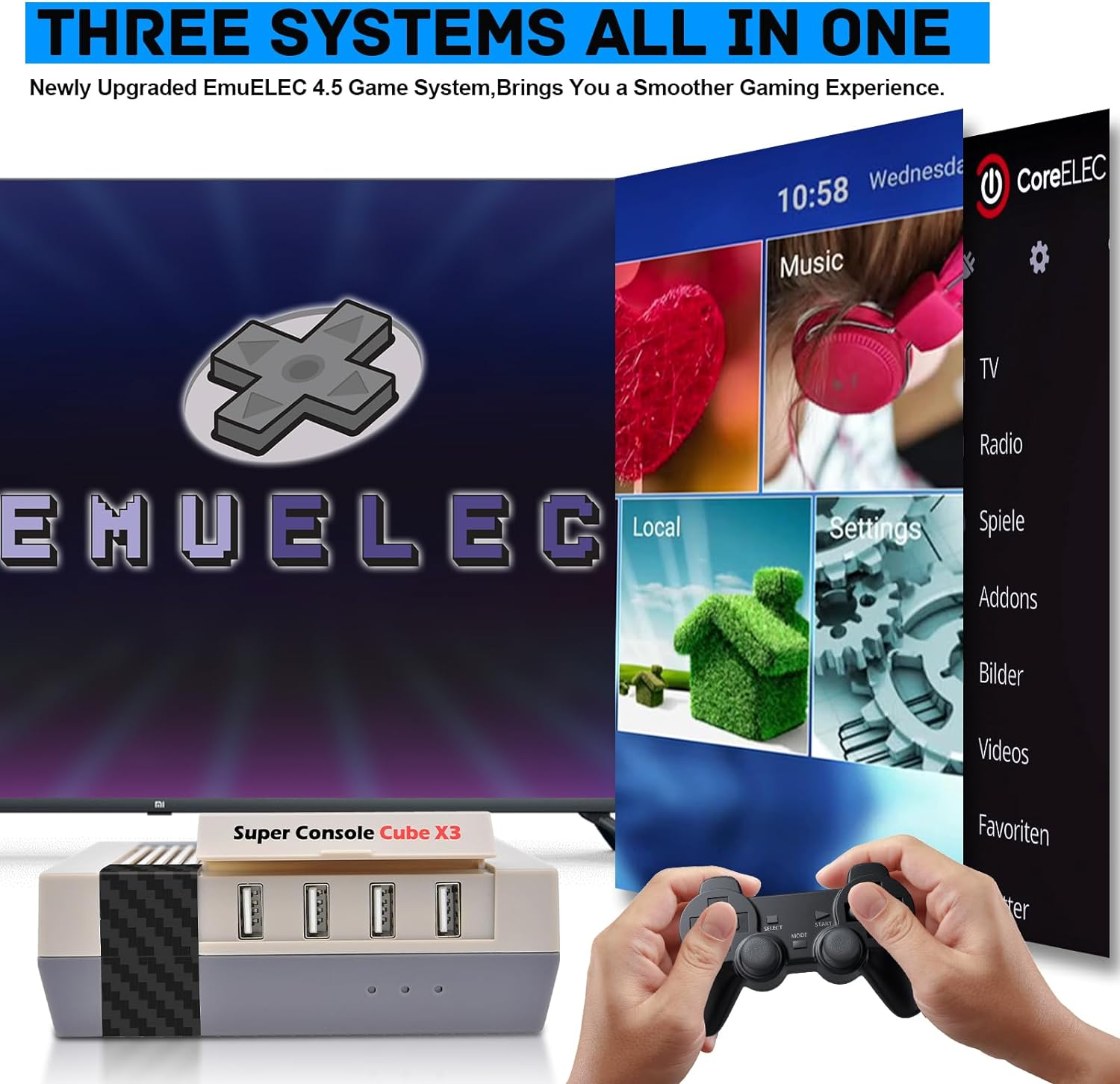 Kinhank Super Console Cube X3 Video Game Consoles Built-In 100000+ Games, Android 9.0/Emuelec 4.5/Coree System, S905X3 Chip, Compatible with PS1/DC/ARCADE, Etc 8K UHD Output,2.4G/5G image number 6