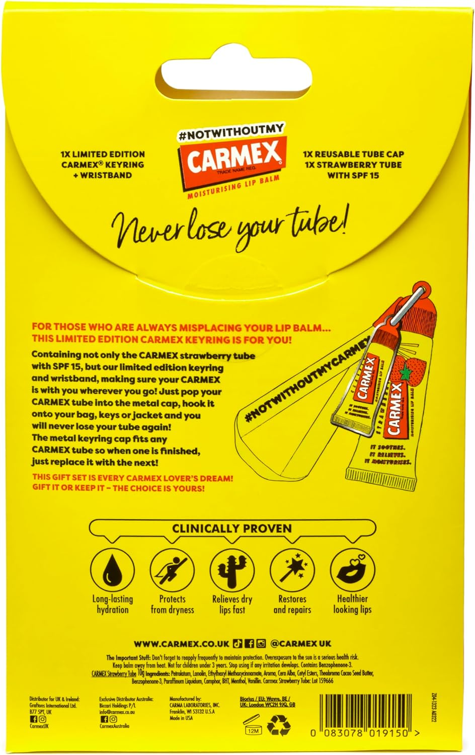 CARMEX Limited Edition Keyring Set (Incl Strawberry Tube) Softens & Hydrates Lips image number 1