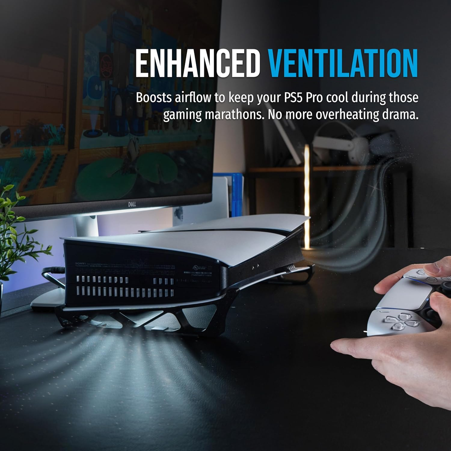 Glistco Skates - Horizontal Stand for PS5 Pro Compatible with Disc & Digital Edition (Black) image number 5