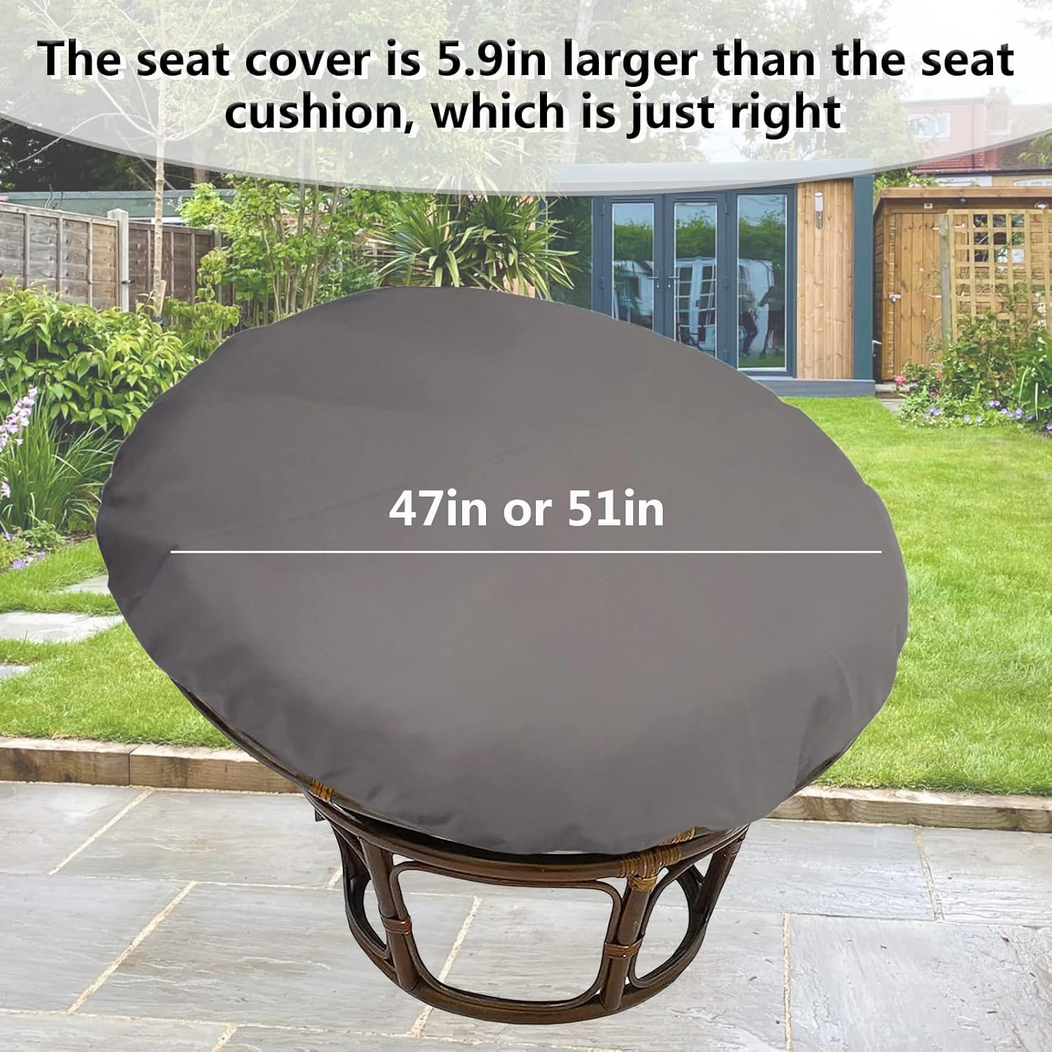 TDHLW Papasan Chair Cushion Covers Only, Outdoor Indoor Cushion Waterproof Slipcover for Papasan Chair Cushion, Removable Zippered Papasan Cushion Cover,Waterproof Dark Gray, Fits a 47-51 Inch image number 2