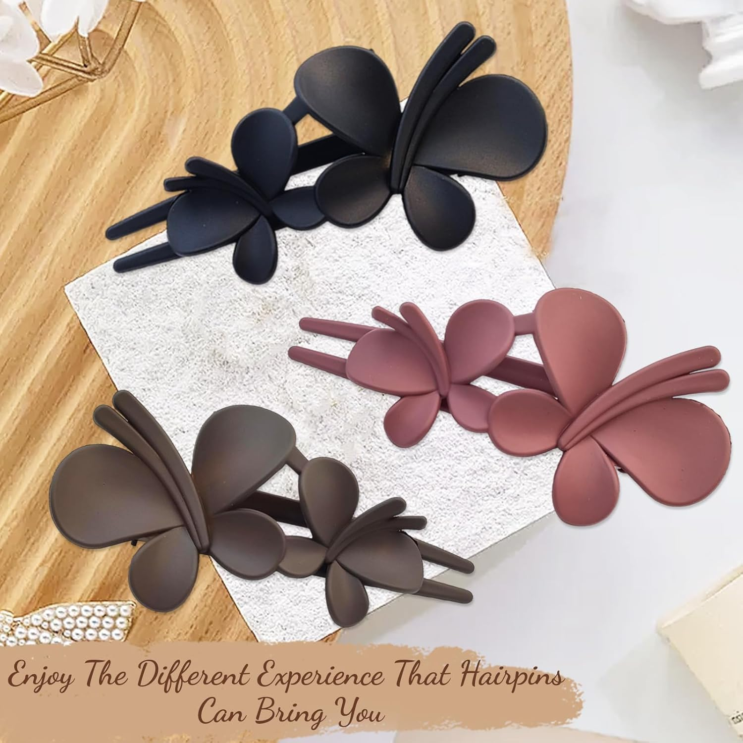 Pack of 3 Women'S Hair Clips, French Hair Clips, Butterfly Hair Clip, French Hair Clip, for Thick & Thin Hair, Everyday, Sports or Relaxation - D image number 4