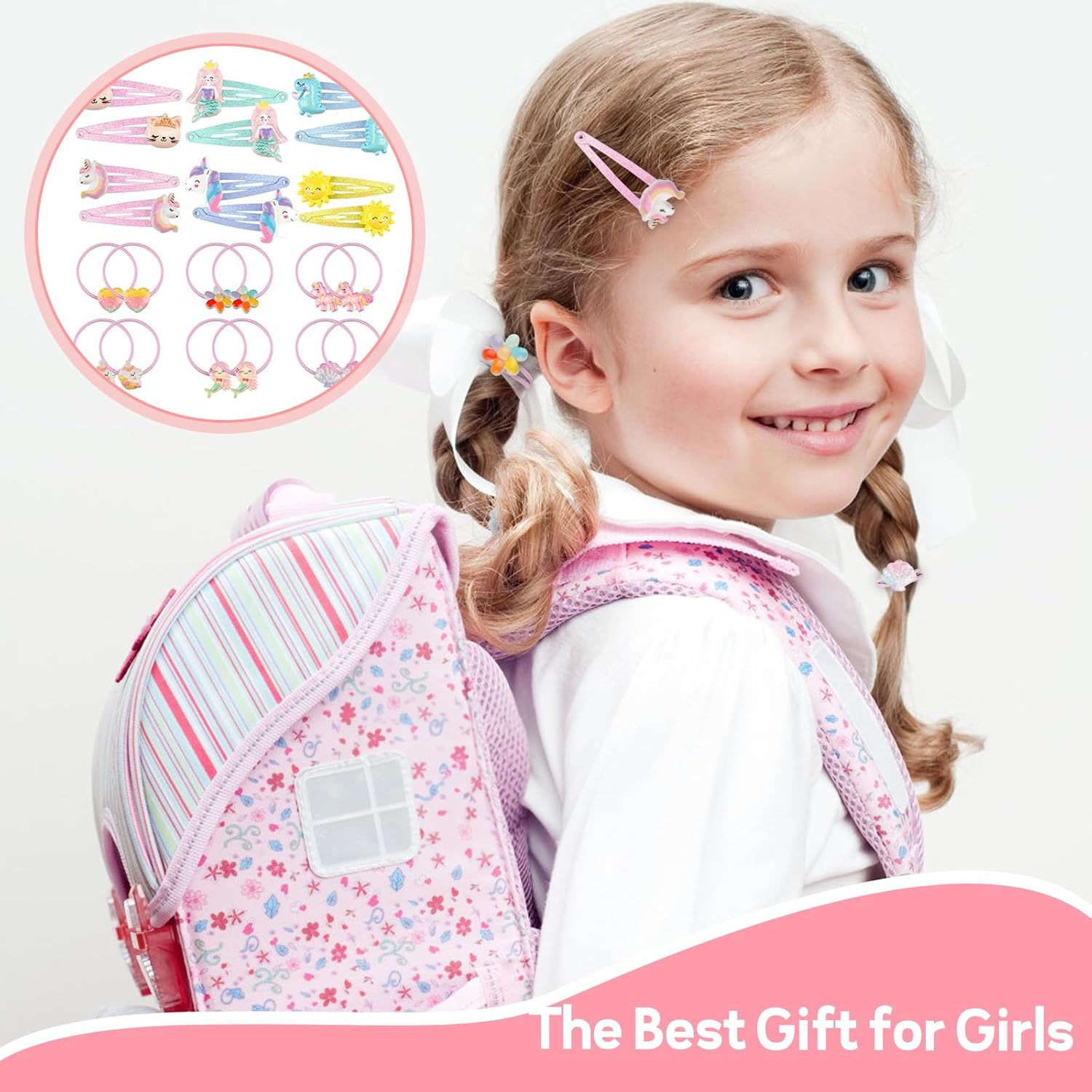 Pack of 24 Hair Clips Hair Bobbles Girls Glitter Hair Accessories Girls Hair Clips Children 6 Pairs Hair Clips 6 Pairs Hair Bobbles Rainbow Flowers Hair Clips Gifts for Girls Children Teenagers image number 3