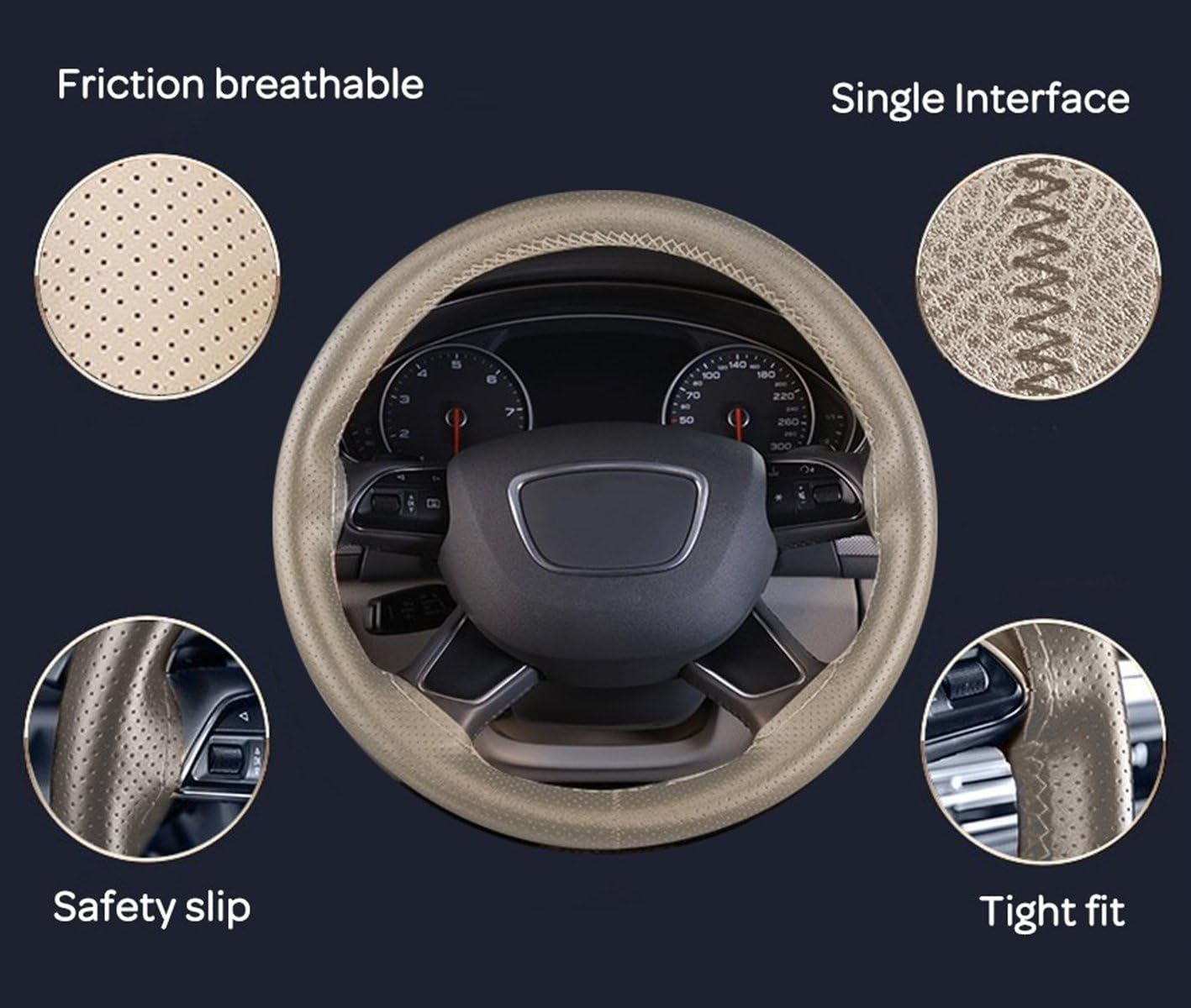 PU Leather Steering Wheel Cover Lace-Up - DIY Stitching, Stitch on Wrap, Universal Fit for 38 Cm Car, Truck, SUV, Pickup, Boat Wheels, Soft Padding, DIY Stitching Kit with Needle and Thread image number 5