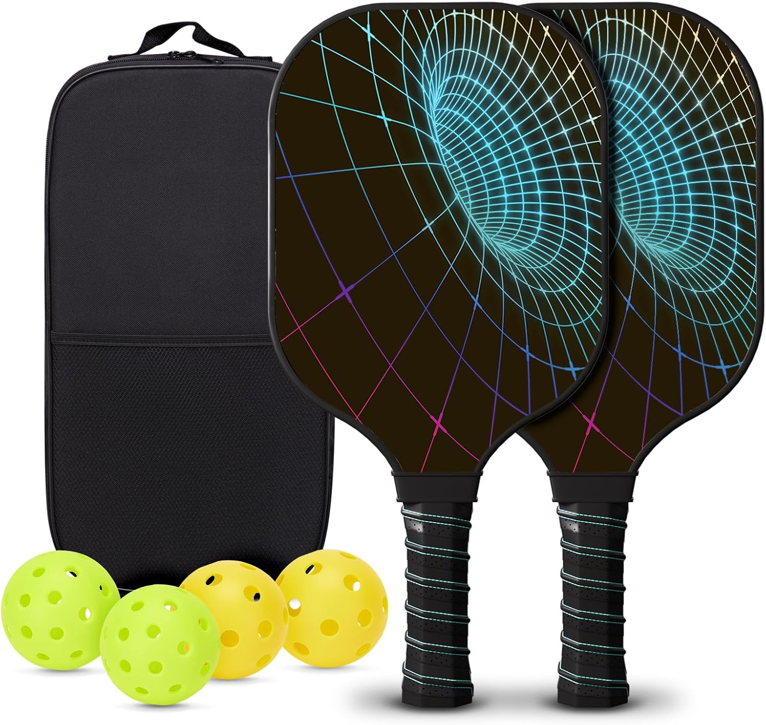 Pickleball Paddle Set of 2/4 Anti-Slip Sweat-Absorbing Grip with Pickleball Balls and Pickleball Bag, Pickleball Paddles for Beginners & Pros