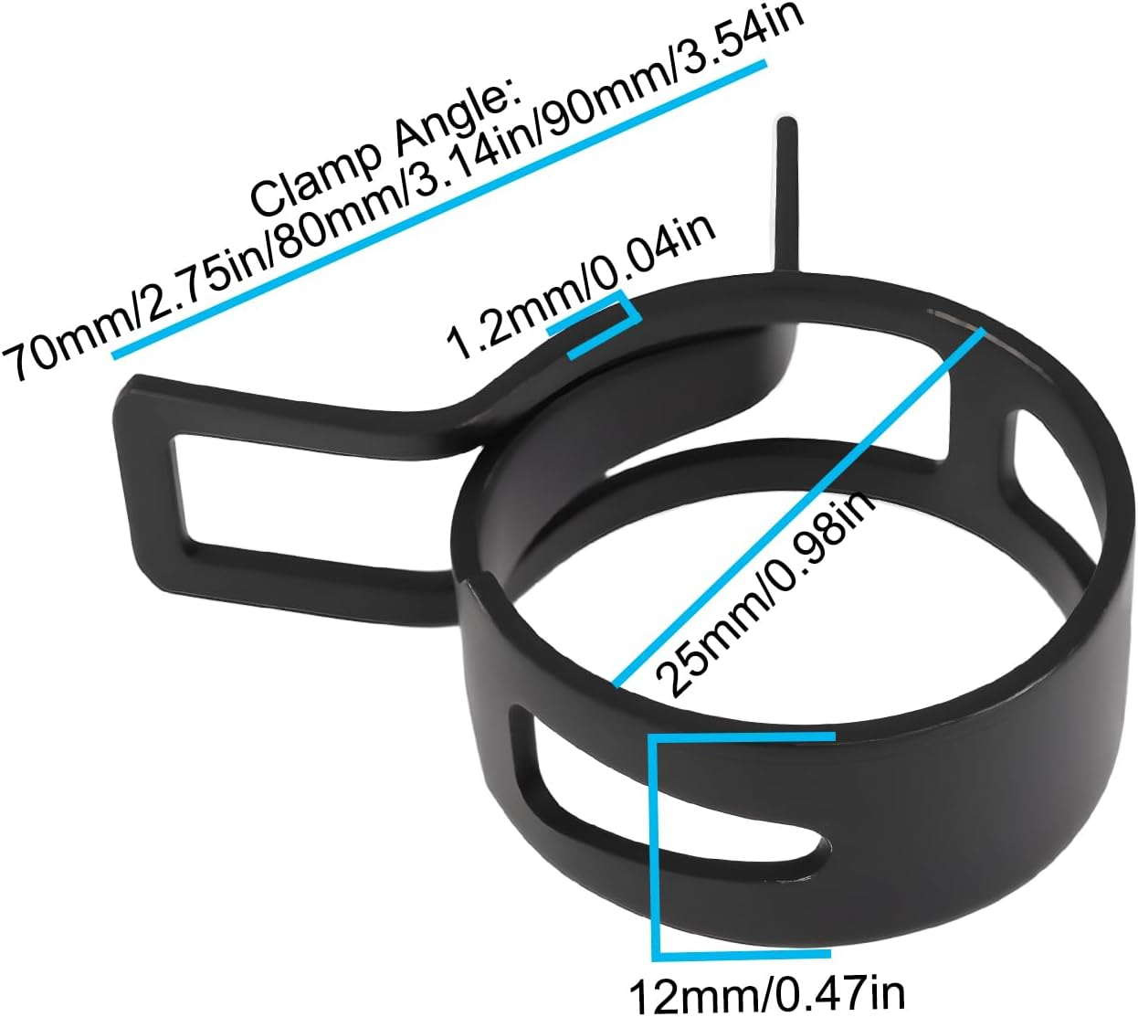 Emagtech 10Pcs 25Mm Hose Clamp Spring Strap for Hose 25X12X1.2Mm Black