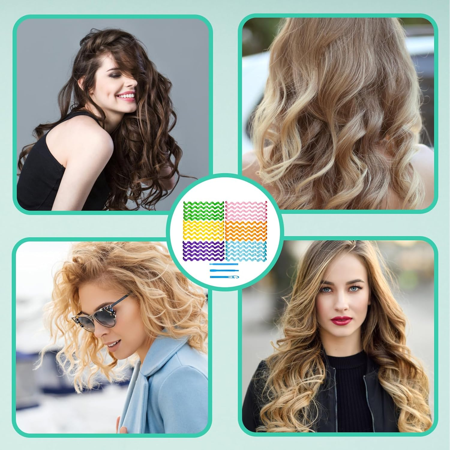 MOAZIFI 30-Piece Curler Set - Curls without Heat for Long Hair, Heatless Curls Overnight with 2 Styling Hooks for Natural Waves and Volume