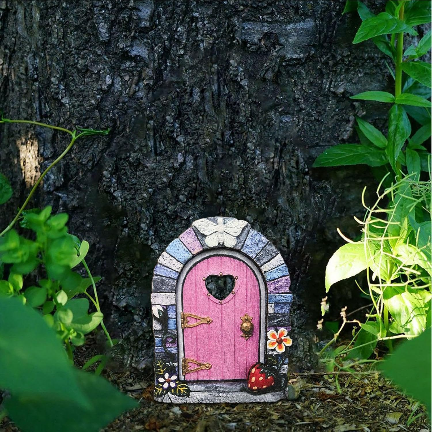 Fairy Door,Wooden Fairy Door - Adorable Fairy Garden Atures, Garden Ornaments Decoration for Fairy Home, Tree Trunk image number 1