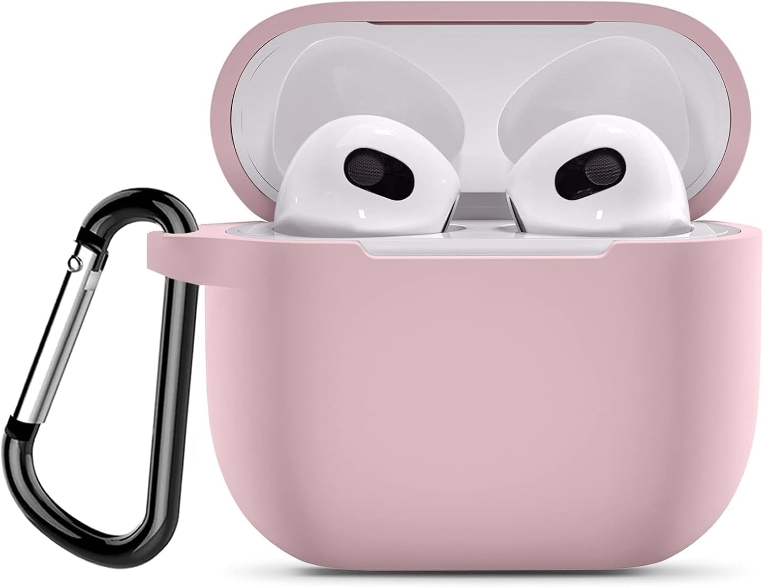 Ixtra Soft Silicone Airpods 3 Case with Keychain Shockproof Protective Charging Case Cover Compatible with Airpods 3Rd Generation 2021 for Men Women Wireless Charging Support, Light Pink image number 2