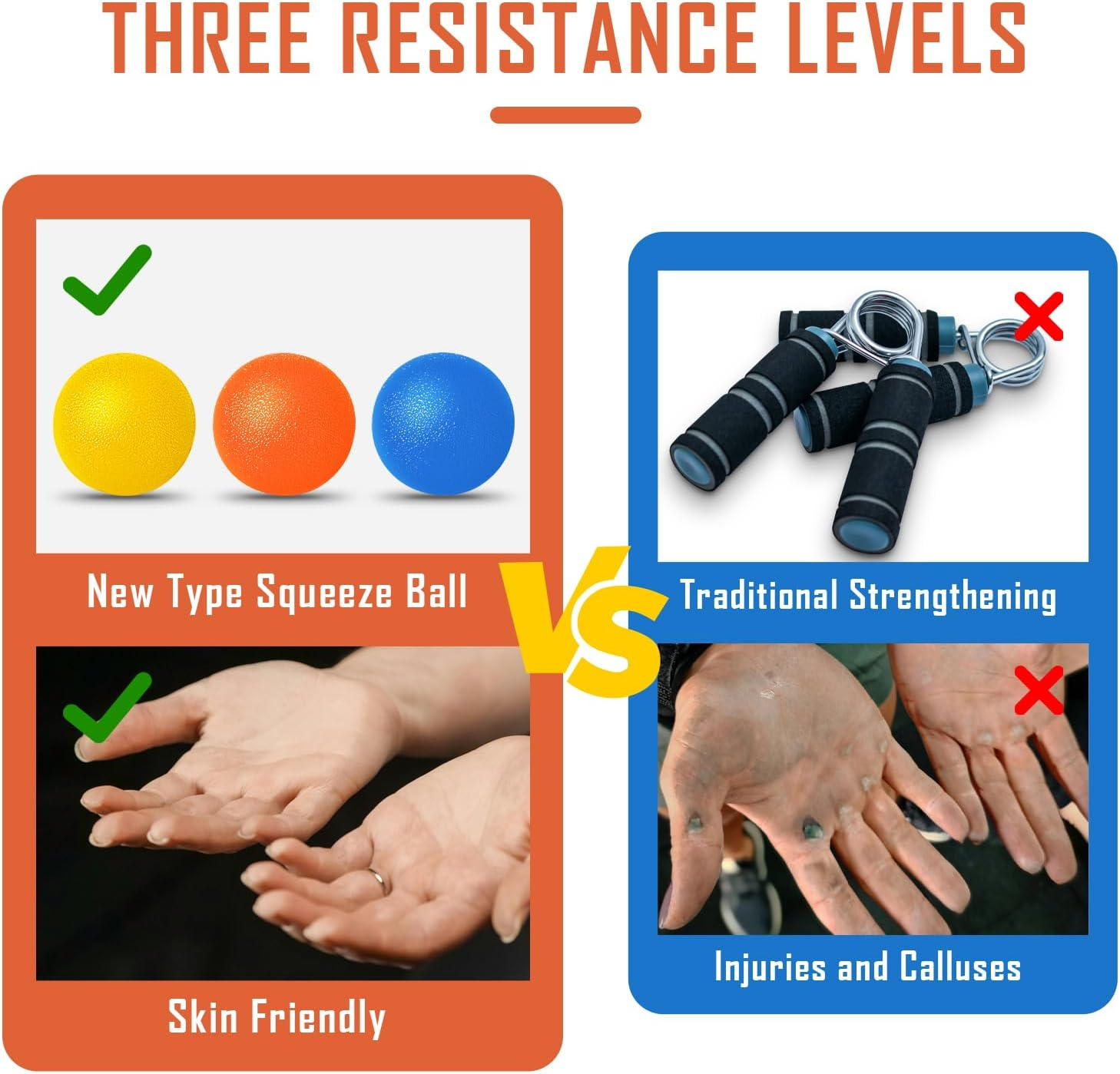 3 Pack Stress Balls for Adults, Squeeze Balls for Hand Therapy, Hand Strengthening Devices with Different Resistance Levels for Finger Forearm Wrist Exercise Relaxation and Pain Relief-1