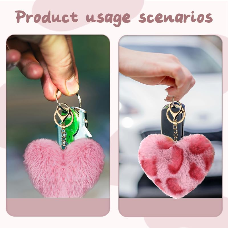 Leopard Print Bag Charms for Handbags Purse Leopard Keychains for Women Girls Animal Lover Heart Accessories for Car Keys - Black Leoprad image number 4