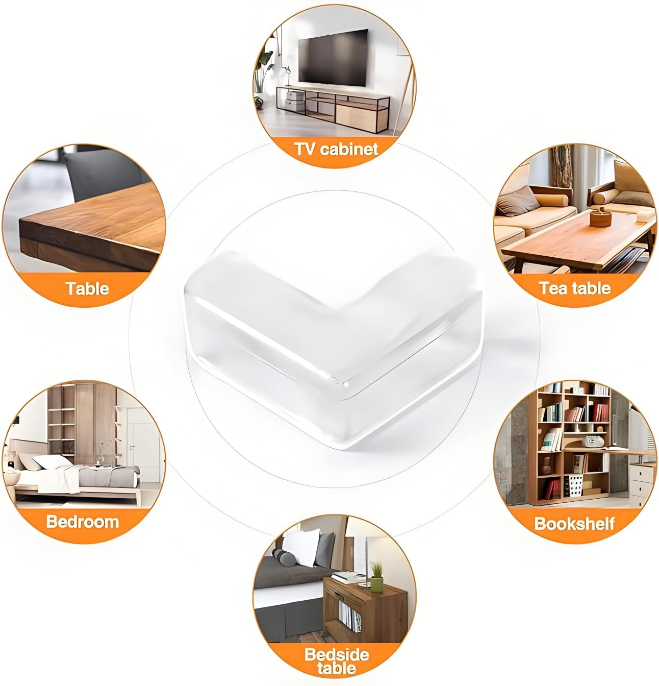 Furniture Corner Guard and Edge Safety Bumpers to Cover Sharp Furniture and Table Edges, Transparent 20 Pcs.(L Shape) image number 2
