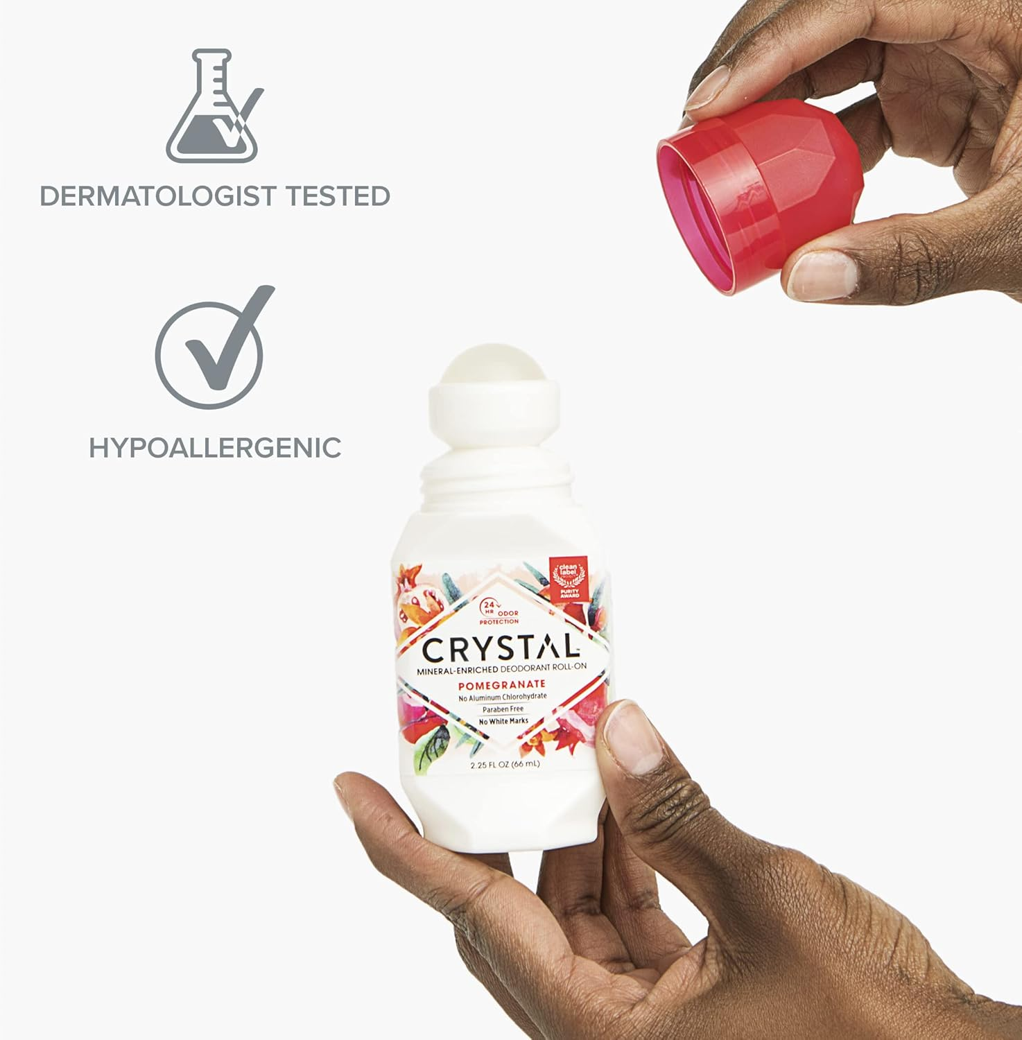 CRYSTAL Deodorant Essence Roll -On Pomegranate 2.25 Oz. (3-Pack) image number 4