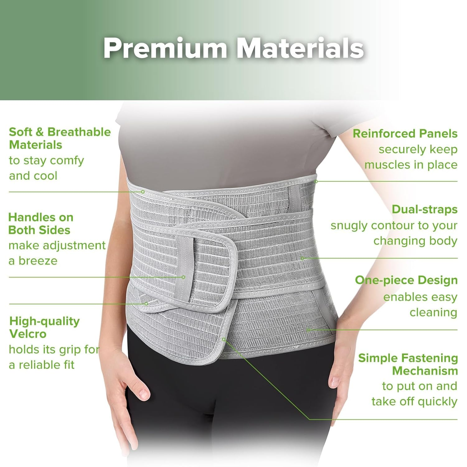 Haakaa Postpartum Belly Band, Postpartum Belly Wrap Back Support, Natural Delivery & C Section Recovery Band Waist Shaper, M Grey image number 5