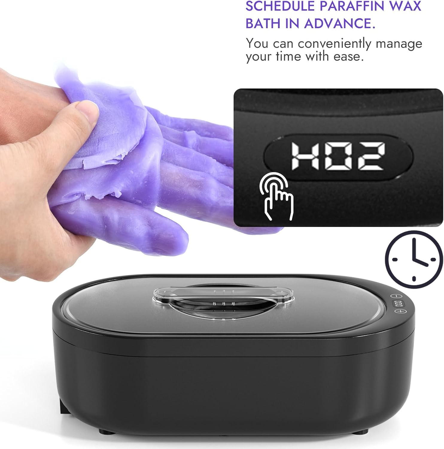 Waxkiss Paraffin Wax Machine for Hands and Feet - Small Hand Wax Paraffin Machine 2000Ml with 3 Packs of Paraffin Wax Digital Display Screen for Paraffin SPA - M2A_B image number 6