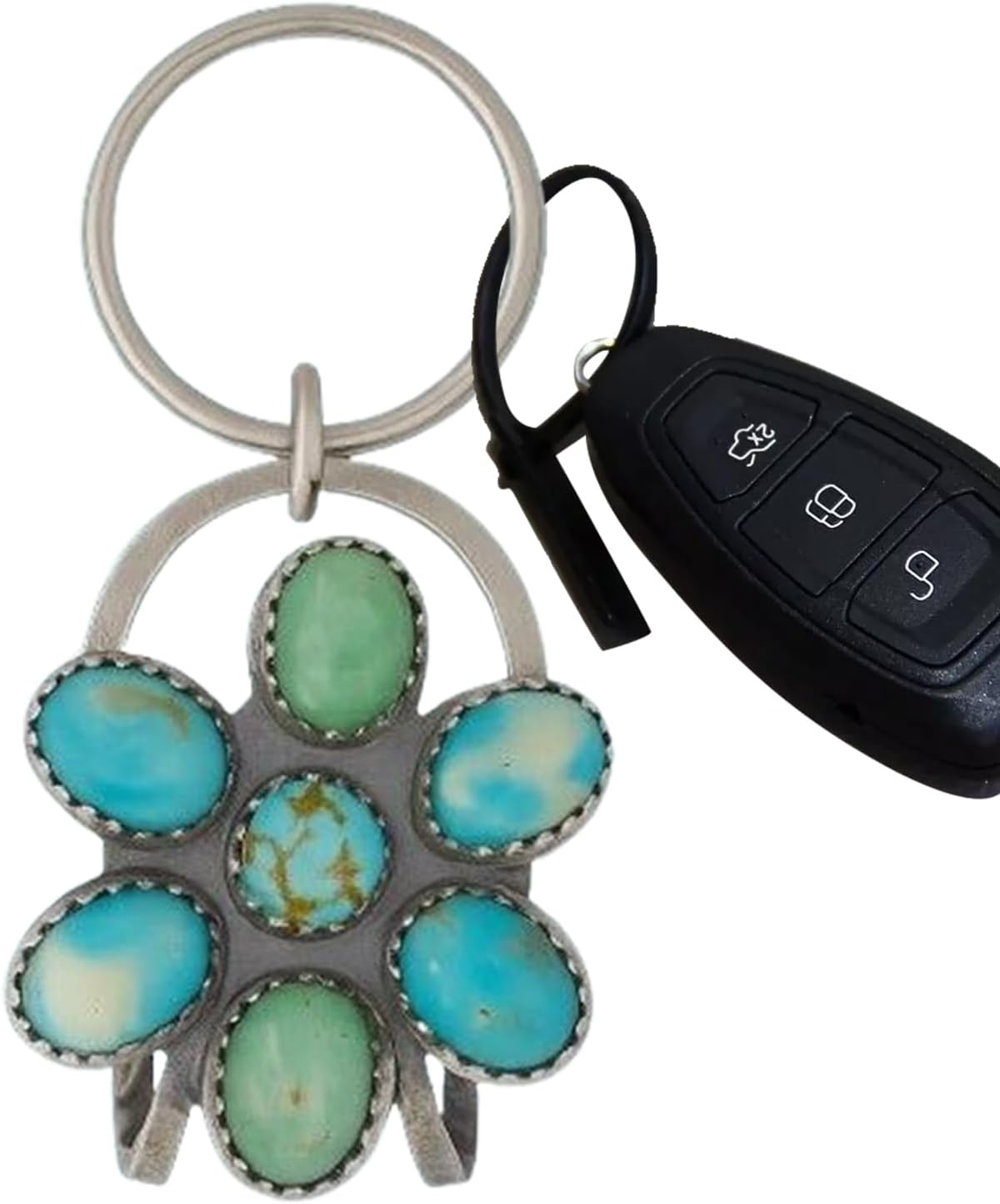 Weqizuerqi Turquoise Flower Keyring Bohemian Turquoise Purses Jewellery, Pendant for Backpacks Jeans Daily Use Home Travel Bag School Party Finder image number 2