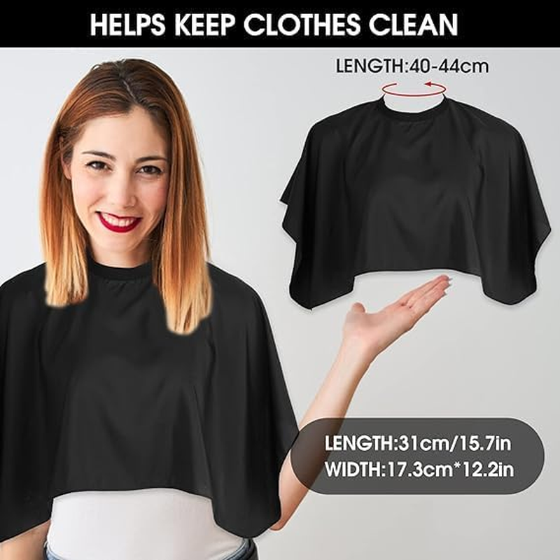 ​Black Makeup Cape Short Barber Cape, Waterproof Nylon Salon Hair Cutting Cape, Makeup Artist Cape for Hair Dye image number 4