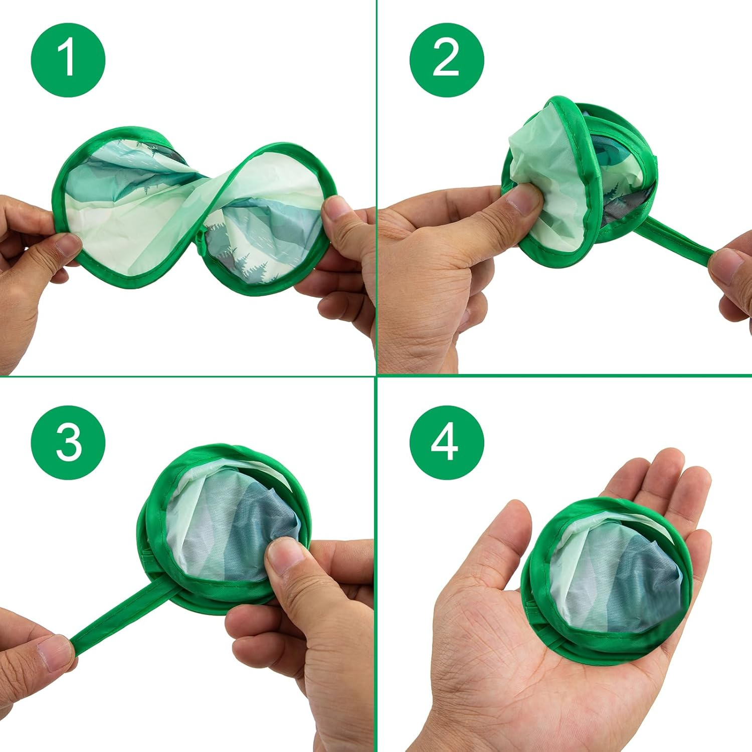 4 Pcs round Foldable Hand Fan Landscape Japanese Foldable Fan Style Handheld Foldable Compact Cooling Fans,Round Folding Fan for Outdoor Games,Xmas Decoration,Festival,Party Favors,Travel,Events image number 5