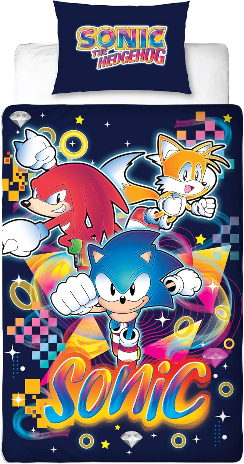 Sonic the Hedgehog Design Gaming Single Duvet Cover Set | Reversible 2 Sided Bedding with Tails and Knuckles Including Matching Pillow Case | Perfect for Kids Bedroom image number 6