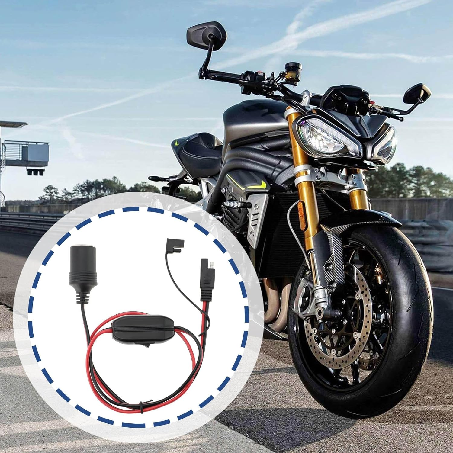 2 Pin SAE to Female Cigarette Lighter with Switch SAE to Cigarette Lighter Plug SAE to Female Quick Release Connector for Motorcycles Rvs Trucks image number 6