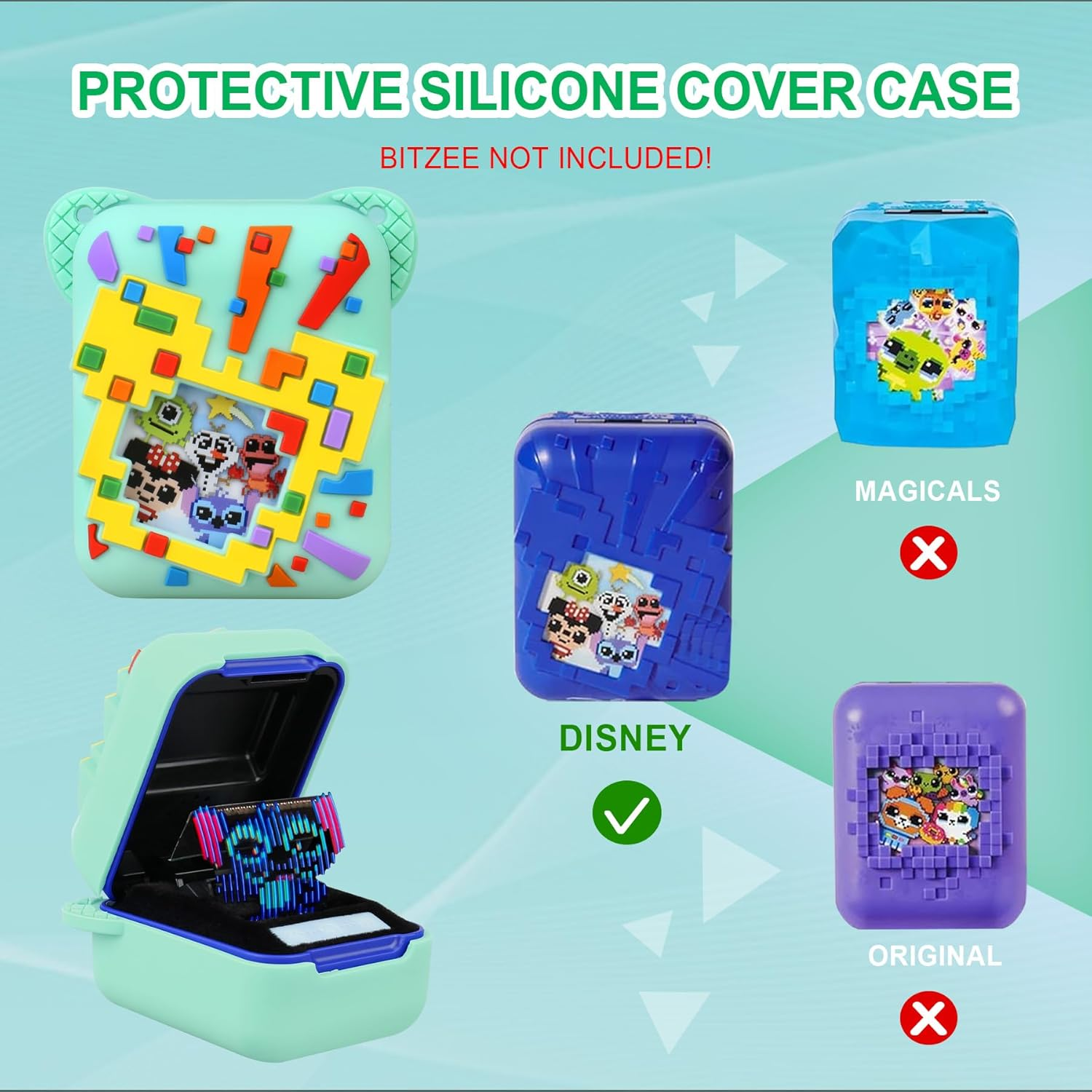 RAIALL Silicone Cover Case for Bitzee Disney Interactive Toy Digital Pet, Kids Protective Bitzee Disney Virtual Electronic Pet Lanyard Silicone Holder, Portable Travel Soft Silicone Sleeve, Green image number 3
