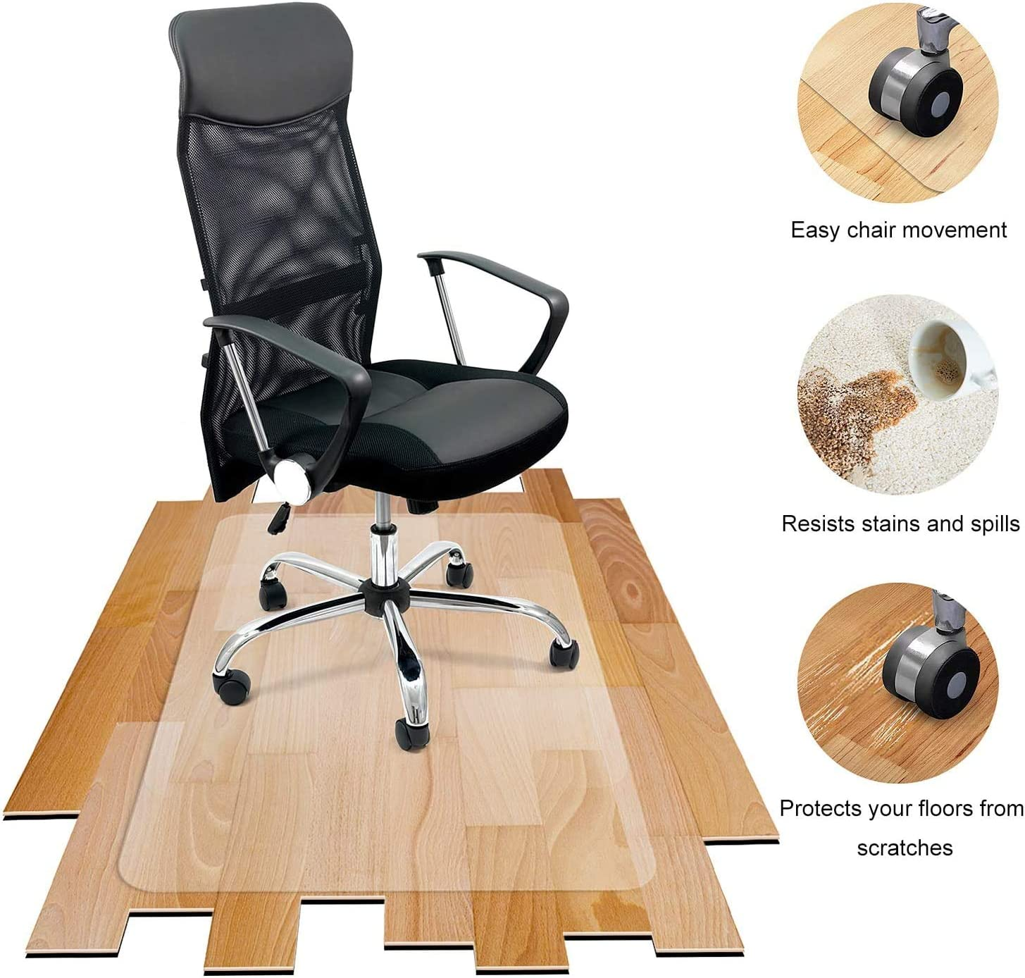 Azadx Home Office Chair Mat, Transparent Hard Floors Protector 30 X 48'' Rectangle image number 6