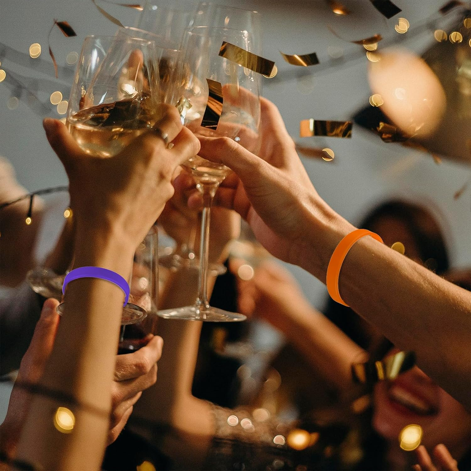 GOGO 12 PCS Adult Silicone Wristbands, Rubber Bracelets, Party Accessories - Cambridgeblue image number 6