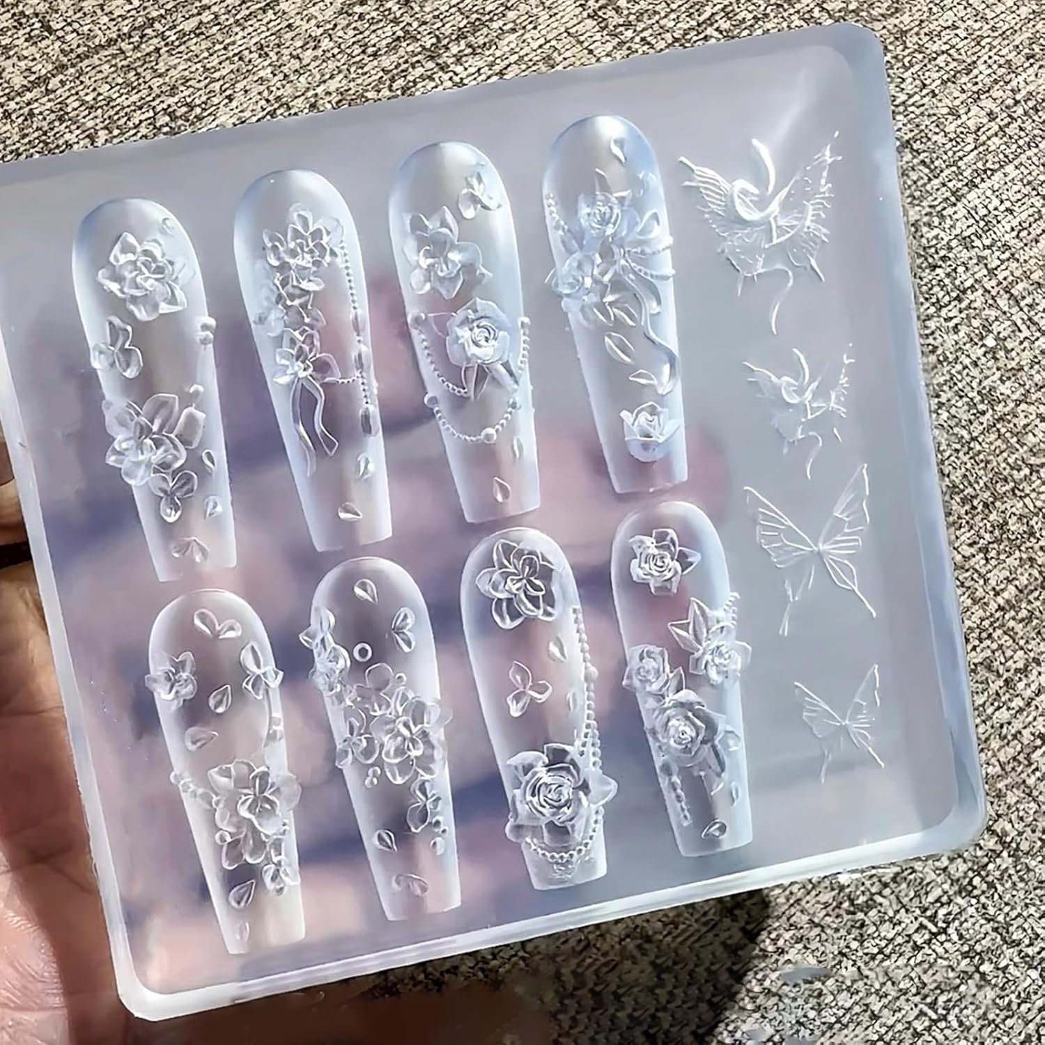 Nails Art Moulds Silicone Template Nails Designing Tool Rose Shape Handmade Molds for Manicure Creation Nail Mold image number 3