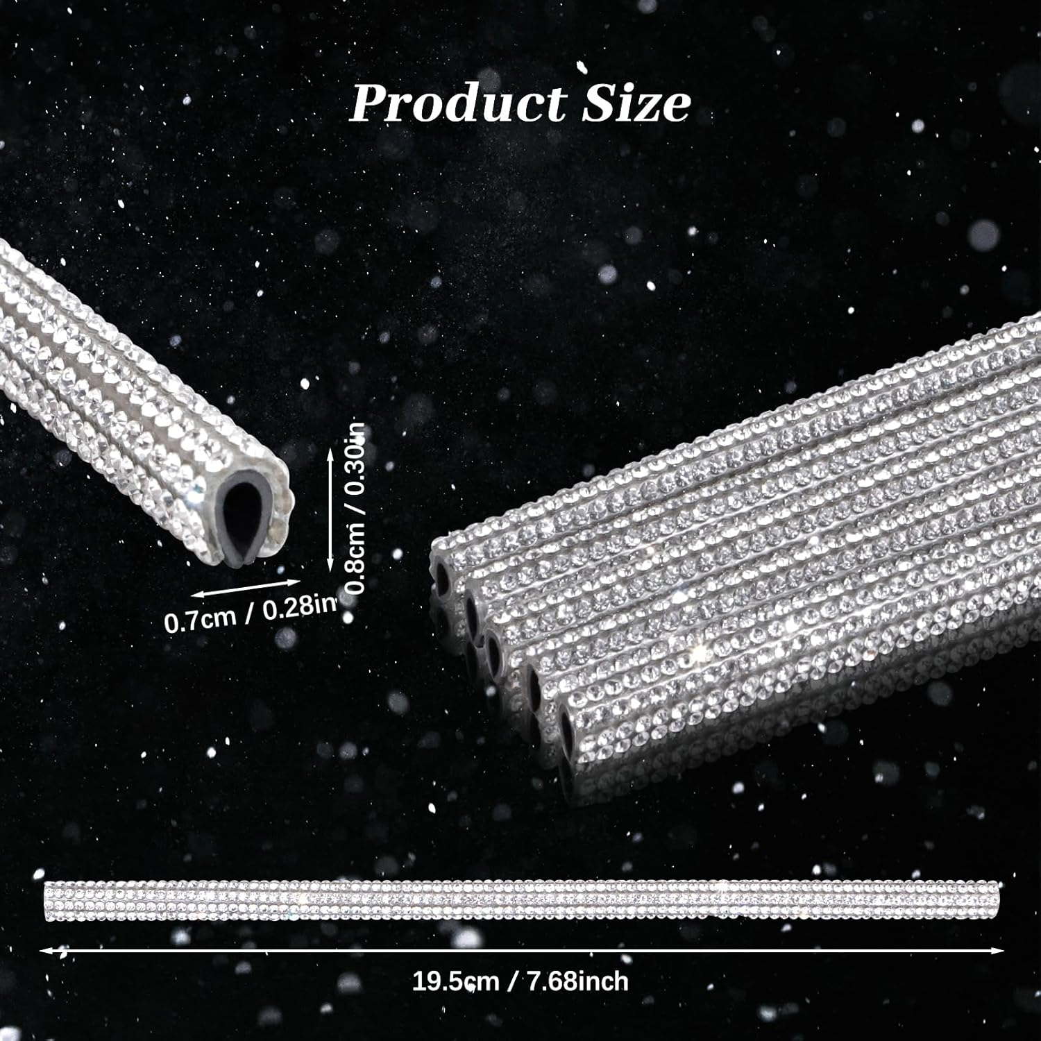 10PCS Bling Car Air Conditioner Decoration Strip for Vent Outlet, Rhinestone Car Air Vent Outlet Moulding Trim Strip, Bling Diamond Car Accessories Interior for Women and Girls image number 5