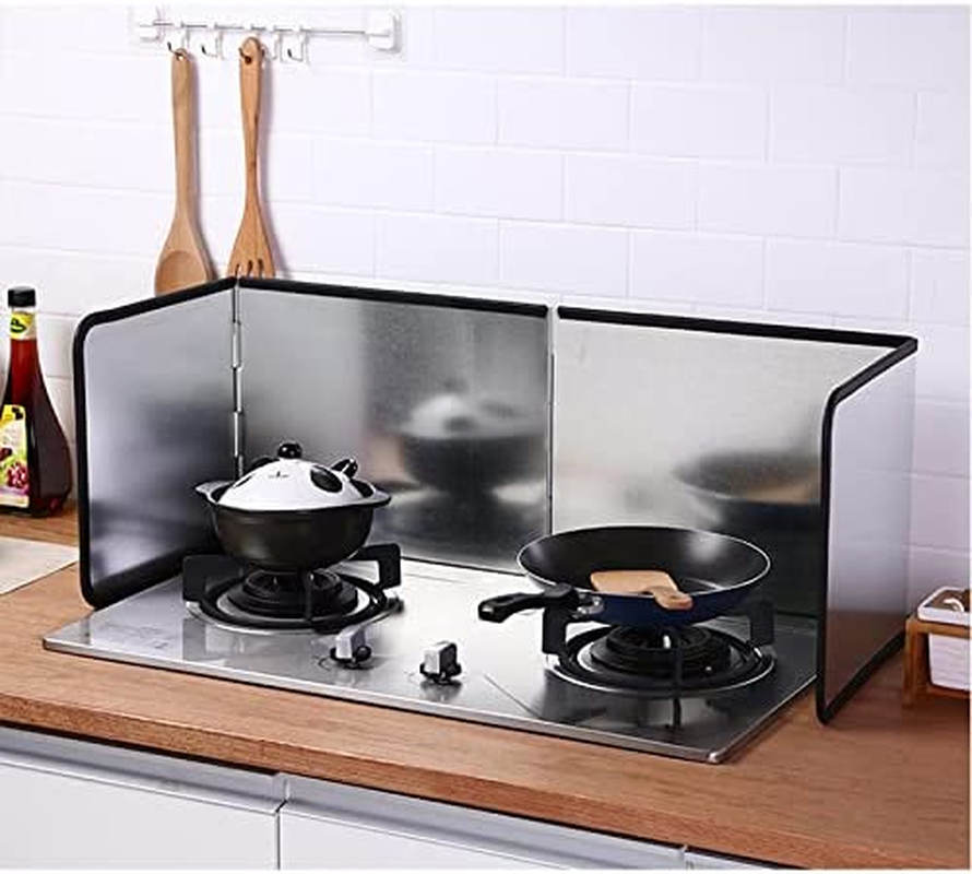 AUS Living Splatter Screen Guard for Stovetop, Kitchen, Sink. 4-Panel Arrangement (Large Size) Prevent Oil Splash, Non-Stick Material, Washable, Corrosion Resistant. Keep Your Kitchen Clean!