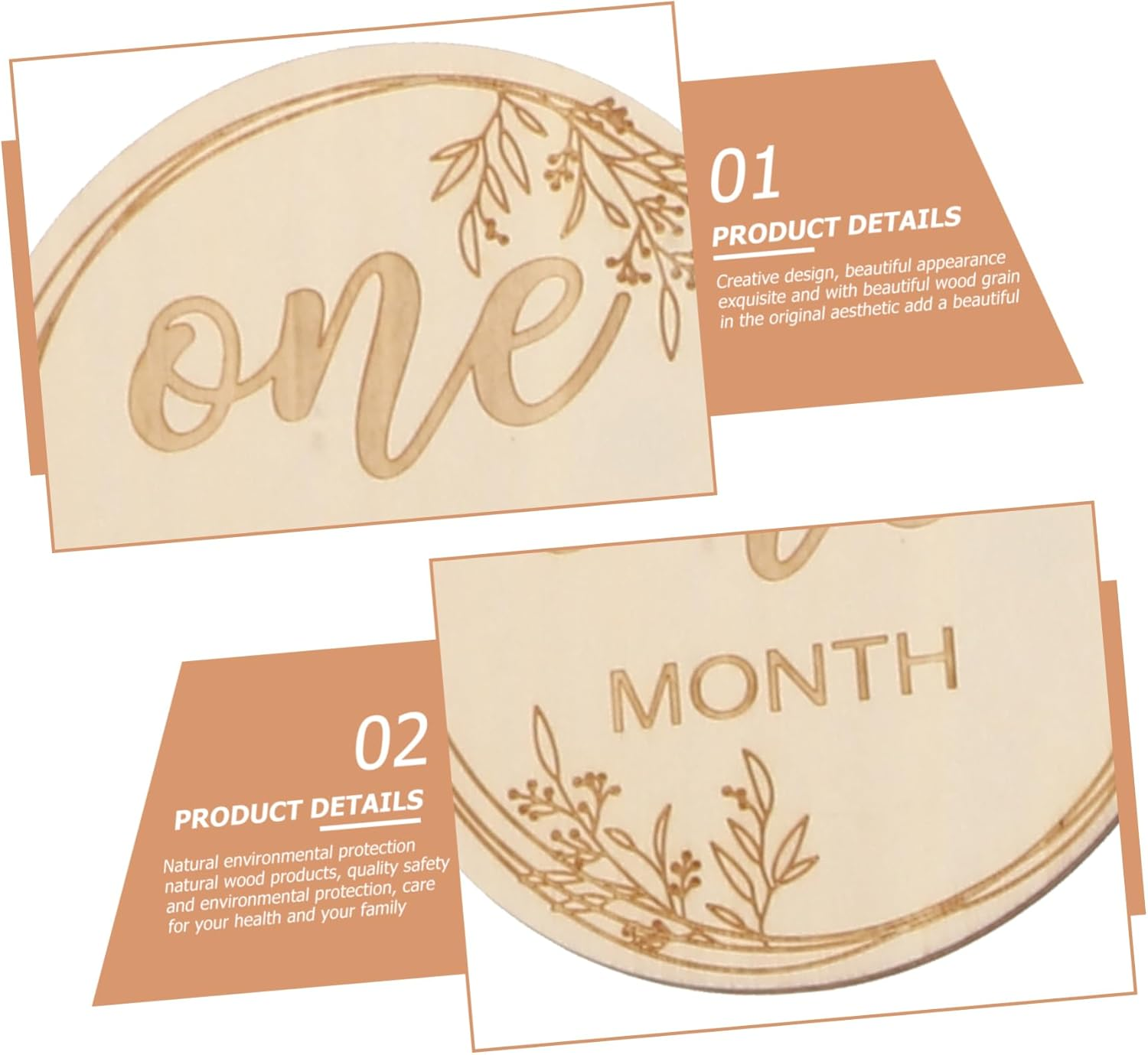 1 Set Milestone Cards Wooden Newborn Photography Props Growth Memory Keepsake Creative Design for Capturing Precious Moments for Boys image number 2