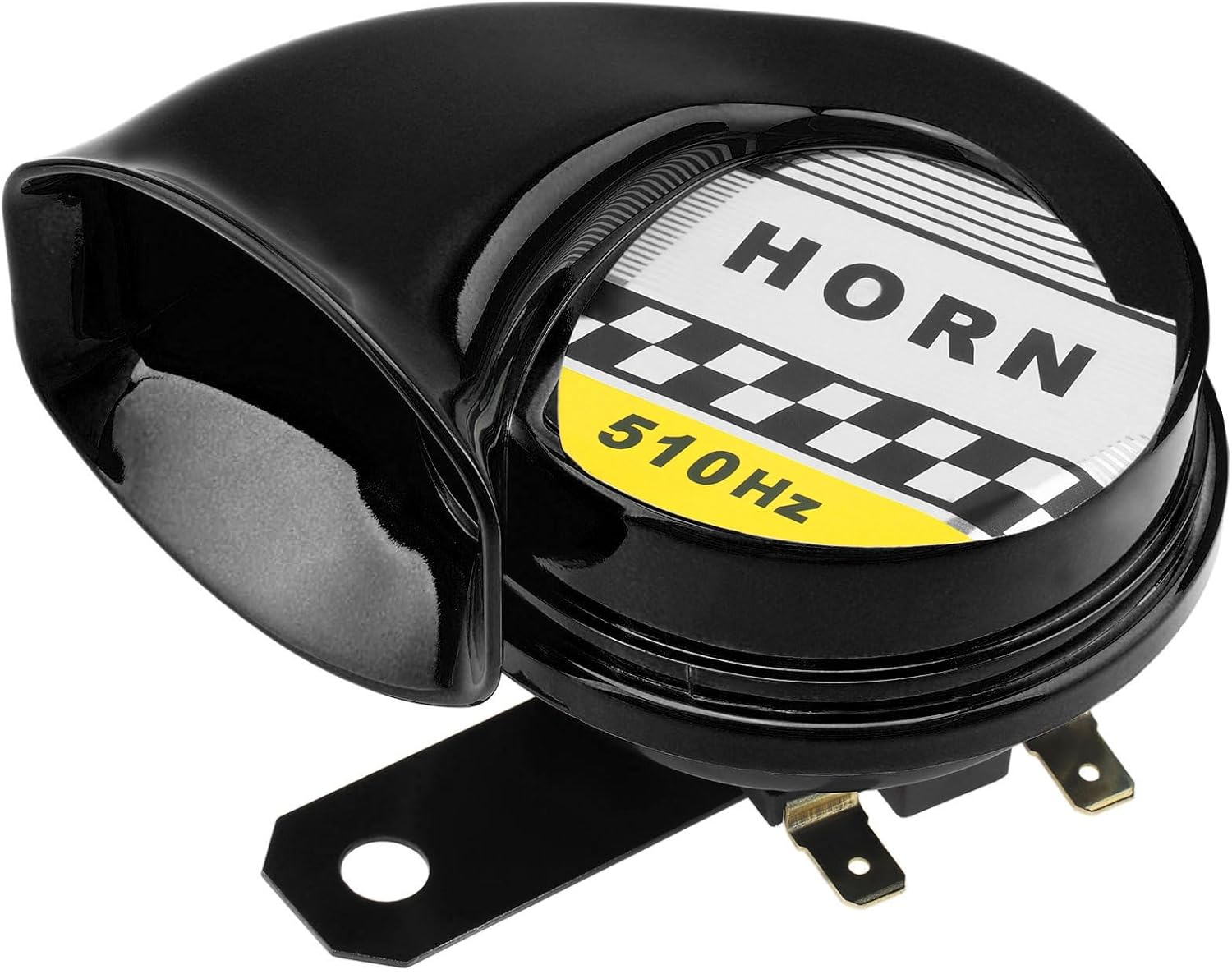 Windance Universal High Tone Snail Air Horn,130Db 510HZ Waterproof Loud Electric Horn for Any 12V Vehicles Motorcycle Scooter Boat Trucks (Black)